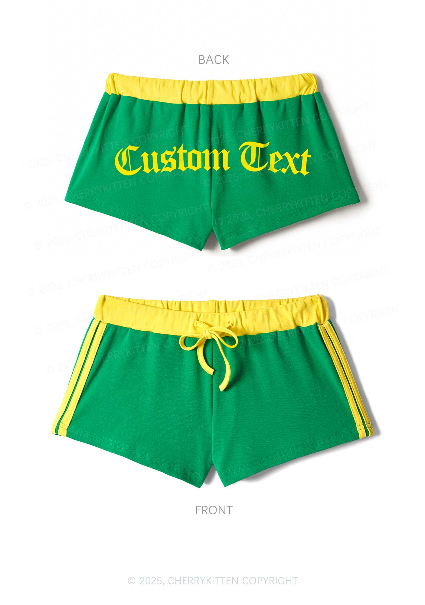 Custom Gothic Text Y2K Drawstring Mini Shorts Cherrykitten