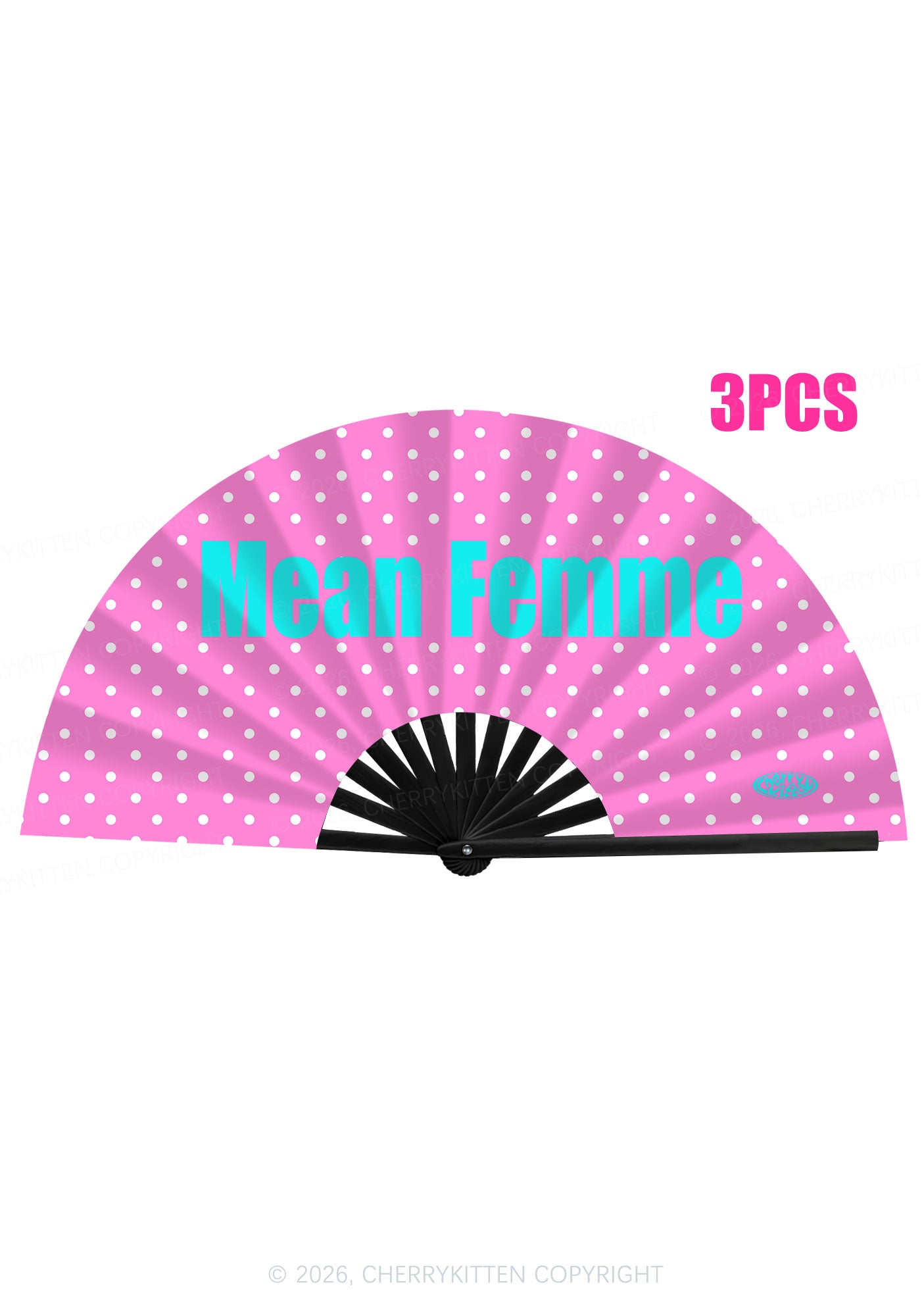 Mean Femme Dots Pride Y2K Rave Hand Fan Cherrykitten