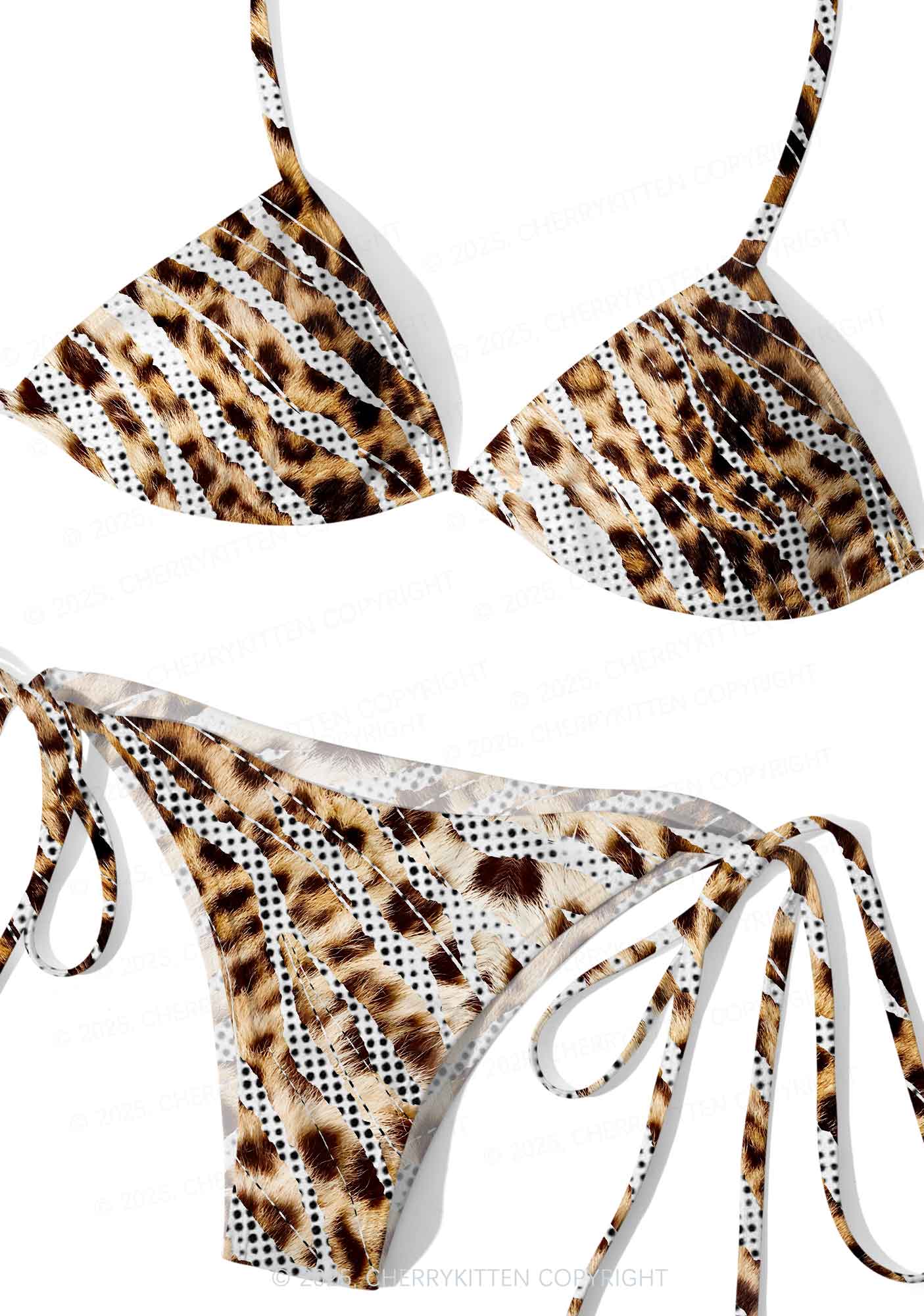 Whimsical Leopard Y2K Print Bikini Set Cherrykitten