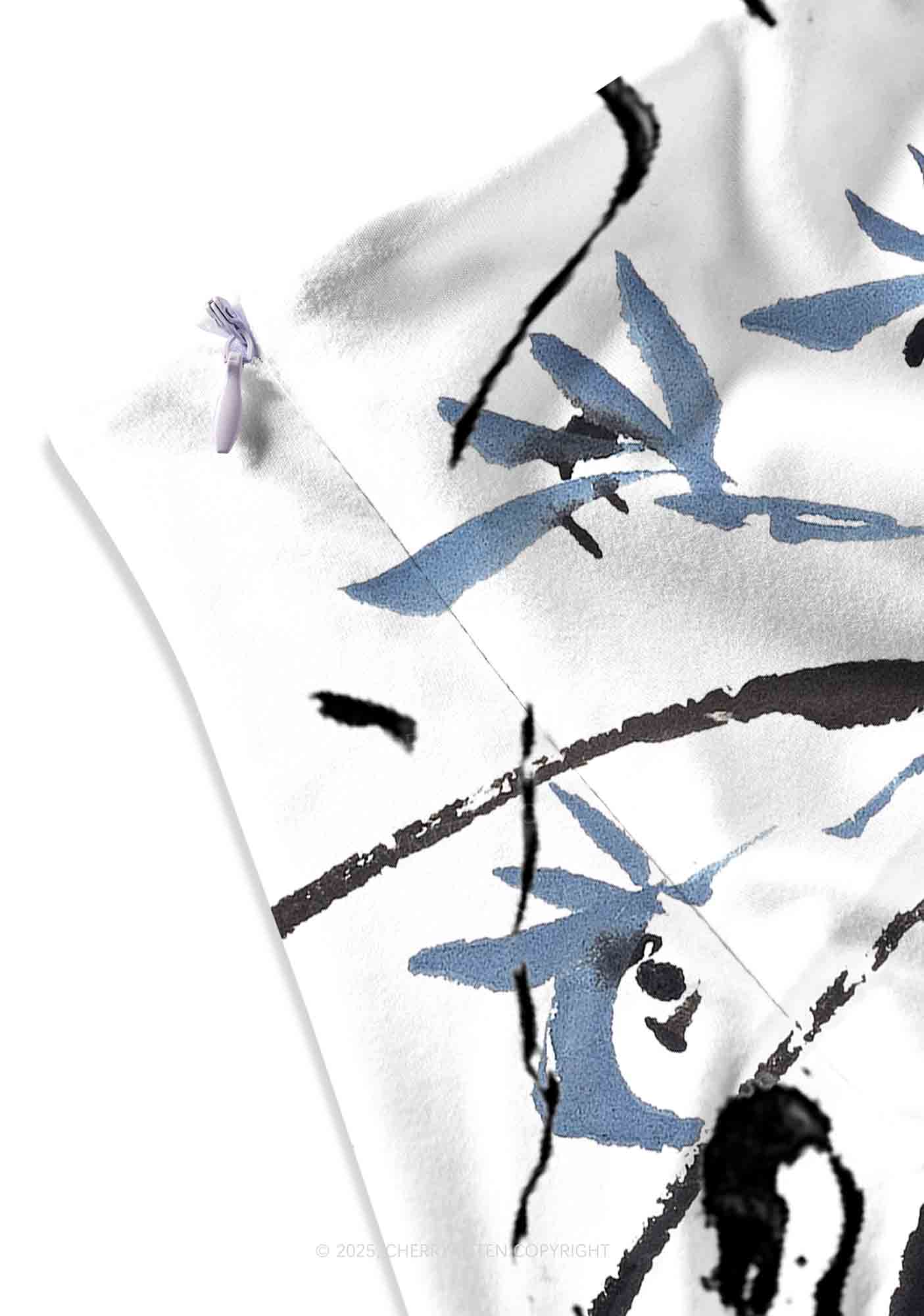 Ink Carp Y2K Print Mini Skirt Cherrykitten