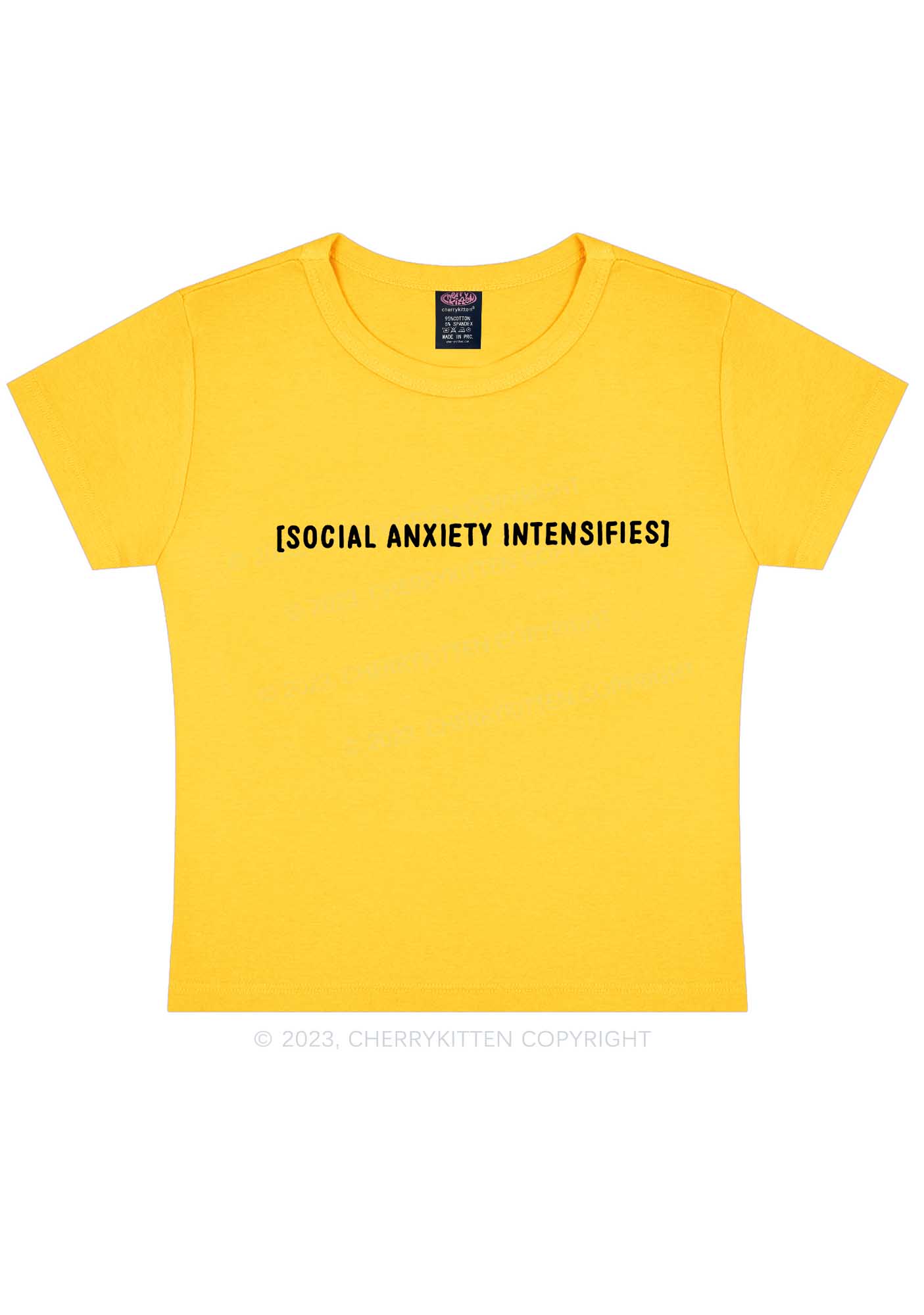 Social Anxiety Intensifies Y2K Baby Tee Cherrykitten