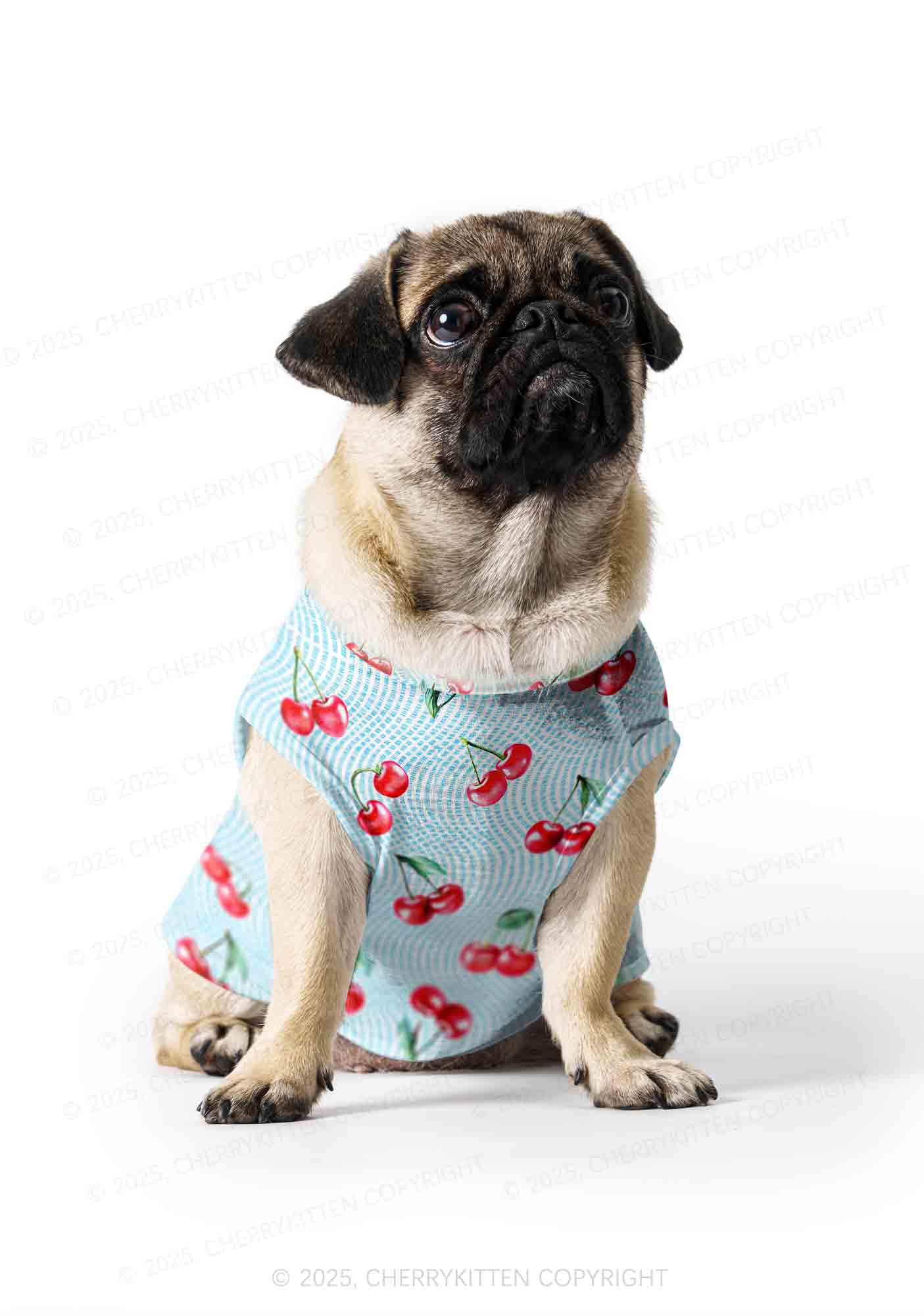 Blue Cherry Y2K Pet Tank Top Cherrykitten