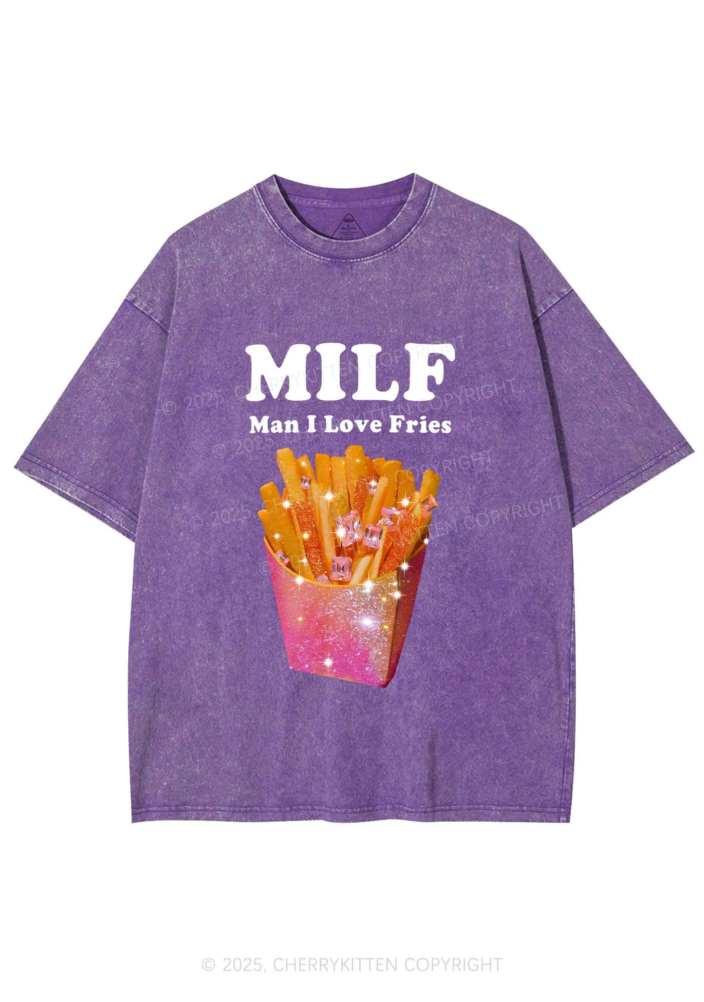 Man I Love Fries Y2K Shirts Washed Tee Cherrykitten