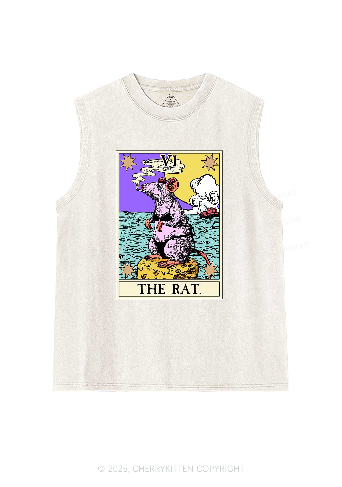 The Rat Smoking Y2K Washed Muscle Tank Cherrykitten