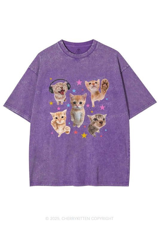 Adorable Cats Y2K Shirts Washed Tee Cherrykitten