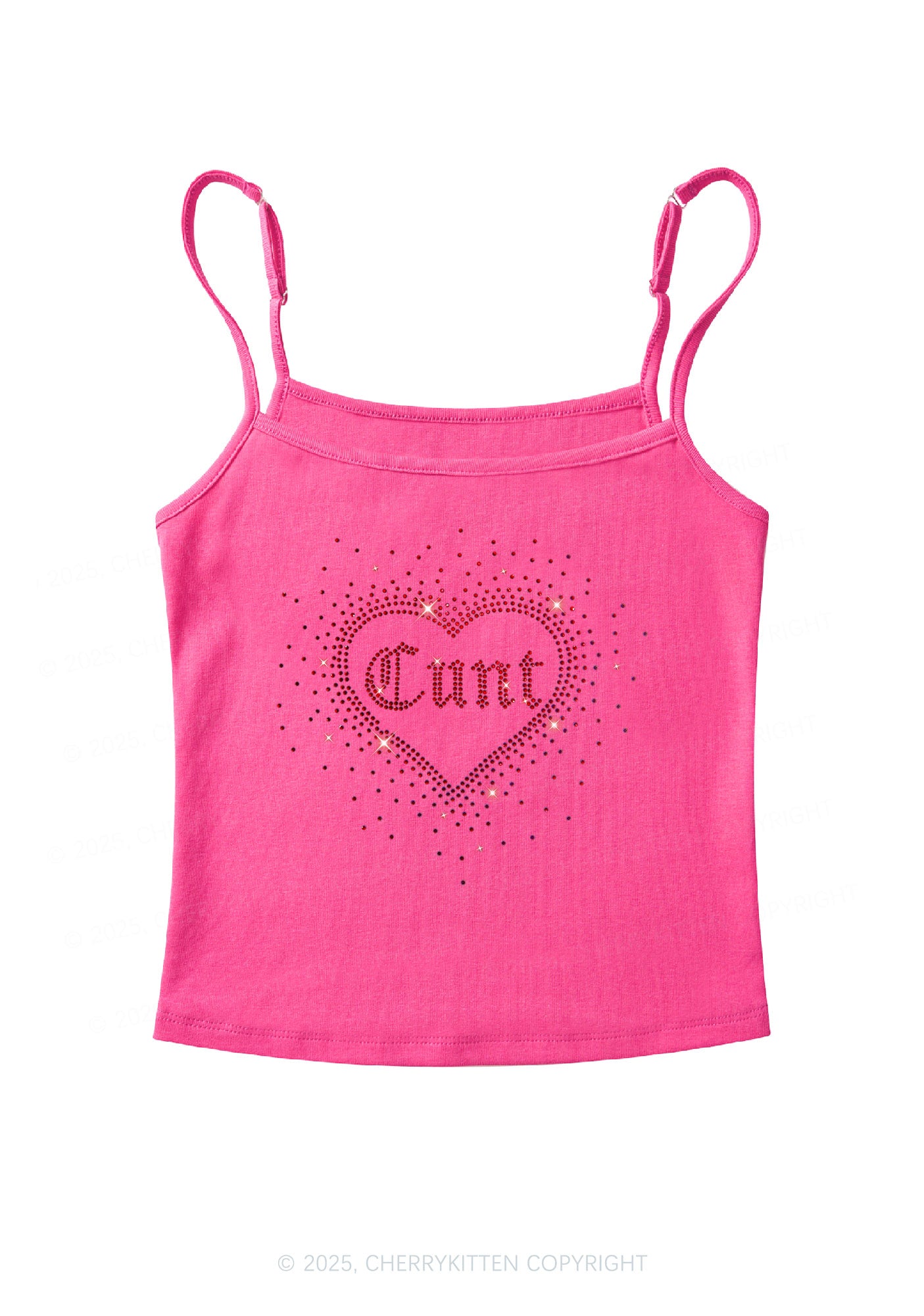 Rhinestone Love Cxxt Y2K Spaghetti Strap Cami Cherrykitten