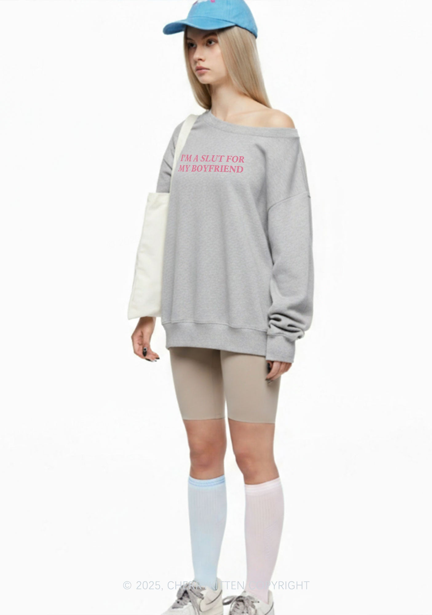 Slxt For My Girlfriend Y2K Off Shoulder Sweatshirts Cherrykitten