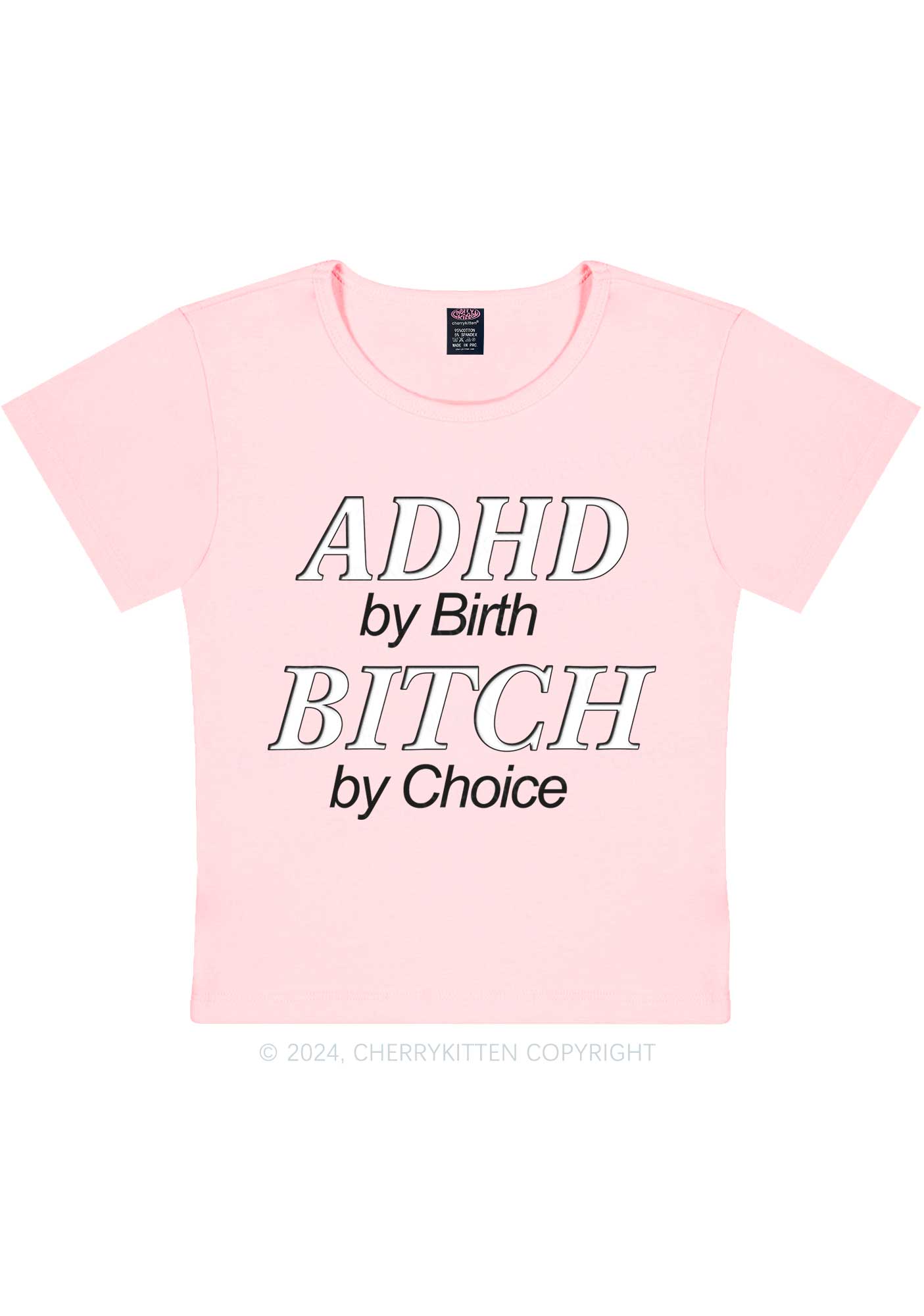 ADHD Bxxch Y2K Baby Tee Cherrykitten