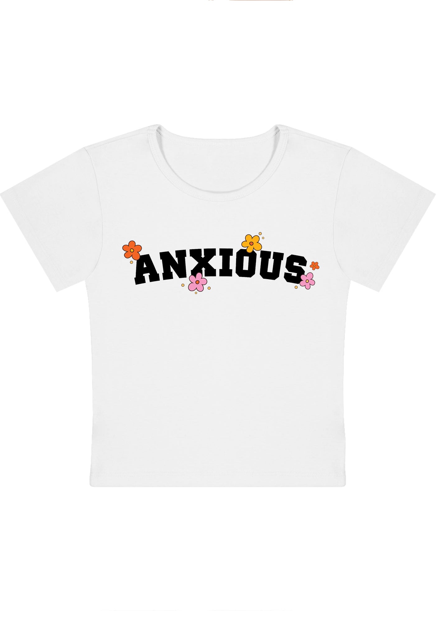 Floral Anxious Y2K Baby Tee