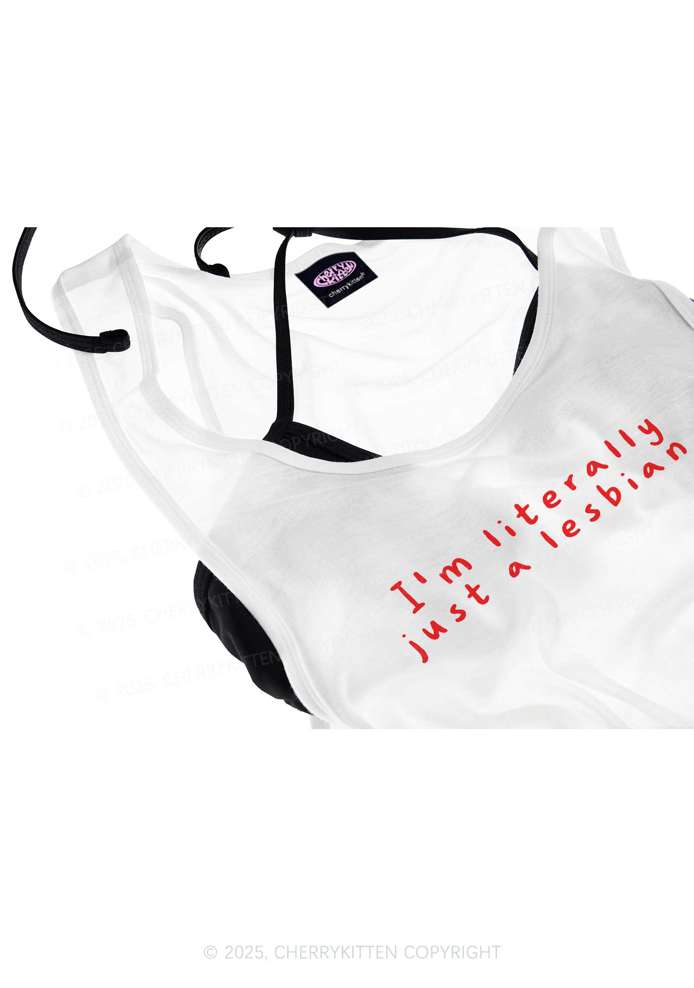 Just A Lesbian Pride Y2K Sheer Boyfriend Tank Cherrykitten