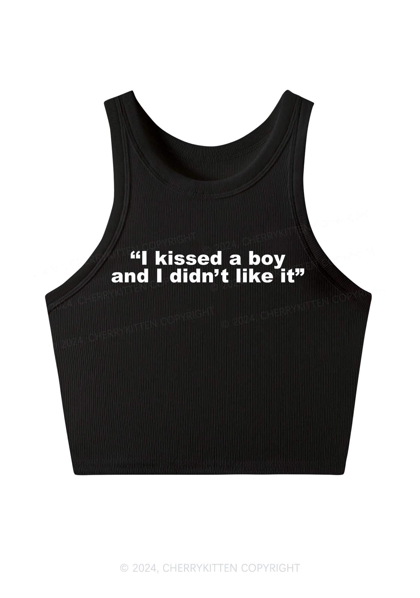 I Kissed A Boy Y2K Crop Tank Top Cherrykitten