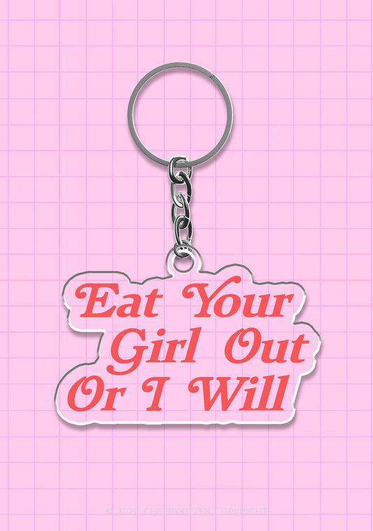 Eat Your Girl Out Pride 1Pc Y2K Keychain Cherrykitten