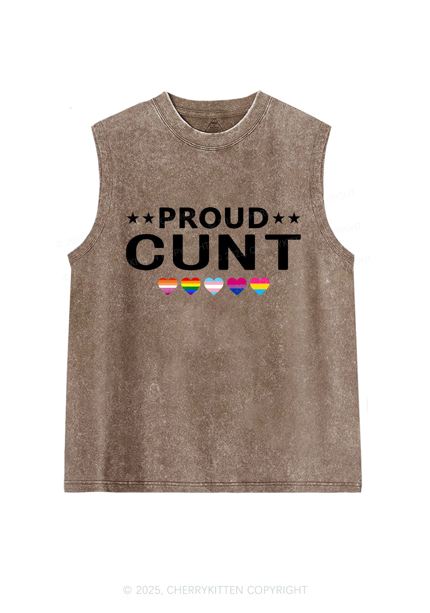 Proud Cxxt Pride Y2K Washed Muscle Tank Cherrykitten