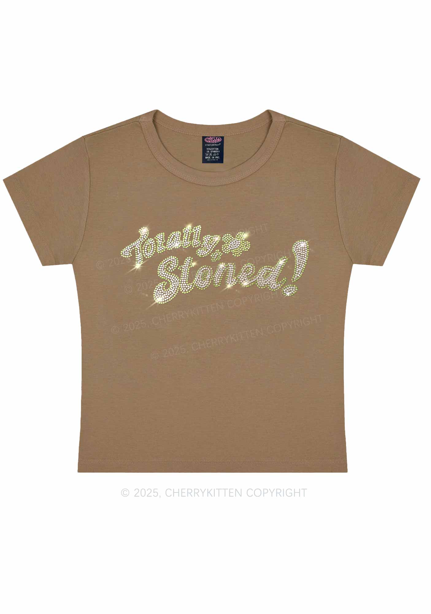 Rhinestone Totally Stoned Y2K Baby Tee Cherrykitten
