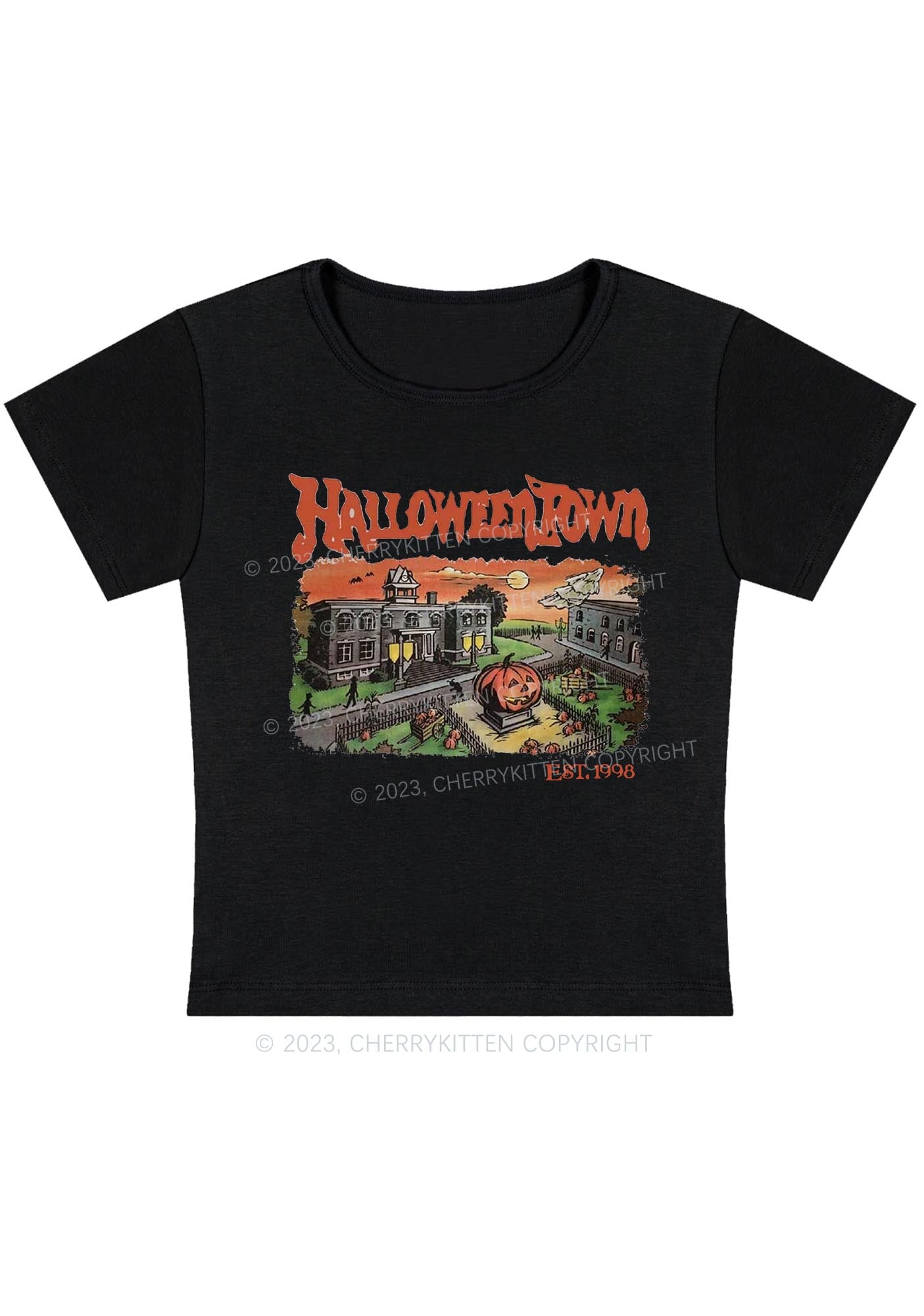 Halloween Town EST 1998 Halloween Baby Tee Cherrykitten