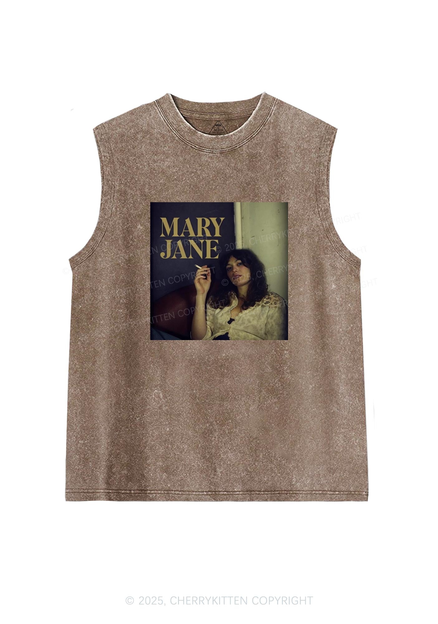 Smoking Woman Y2K Washed Tank Cherrykitten