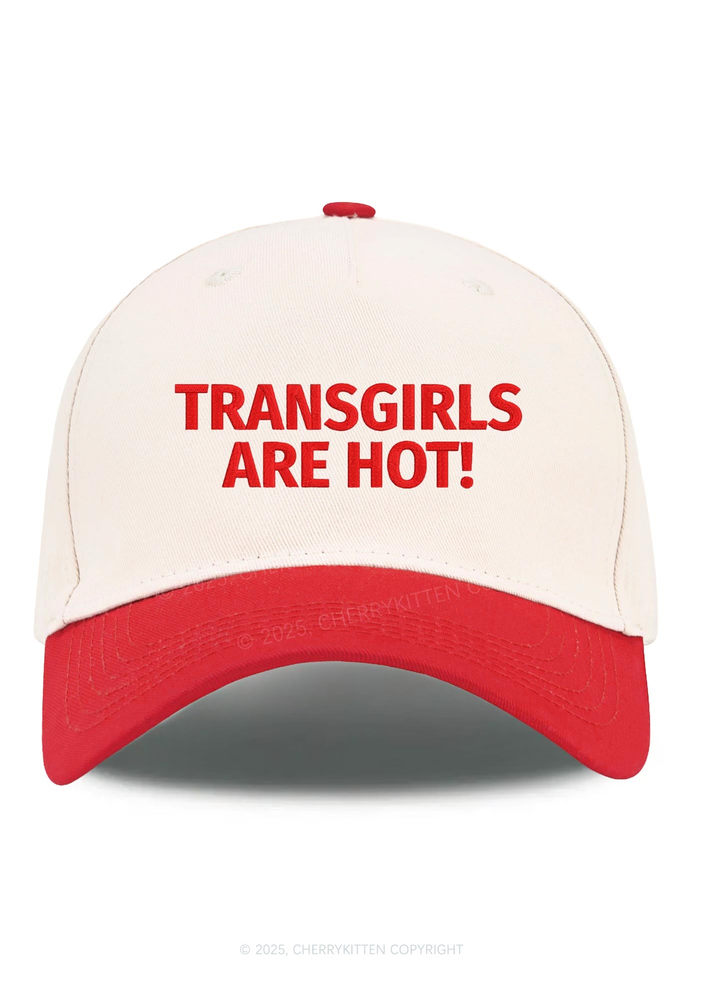 Embroidered Transgirls Are Hot Pride Y2K Color Block Baseball Cap Cherrykitten