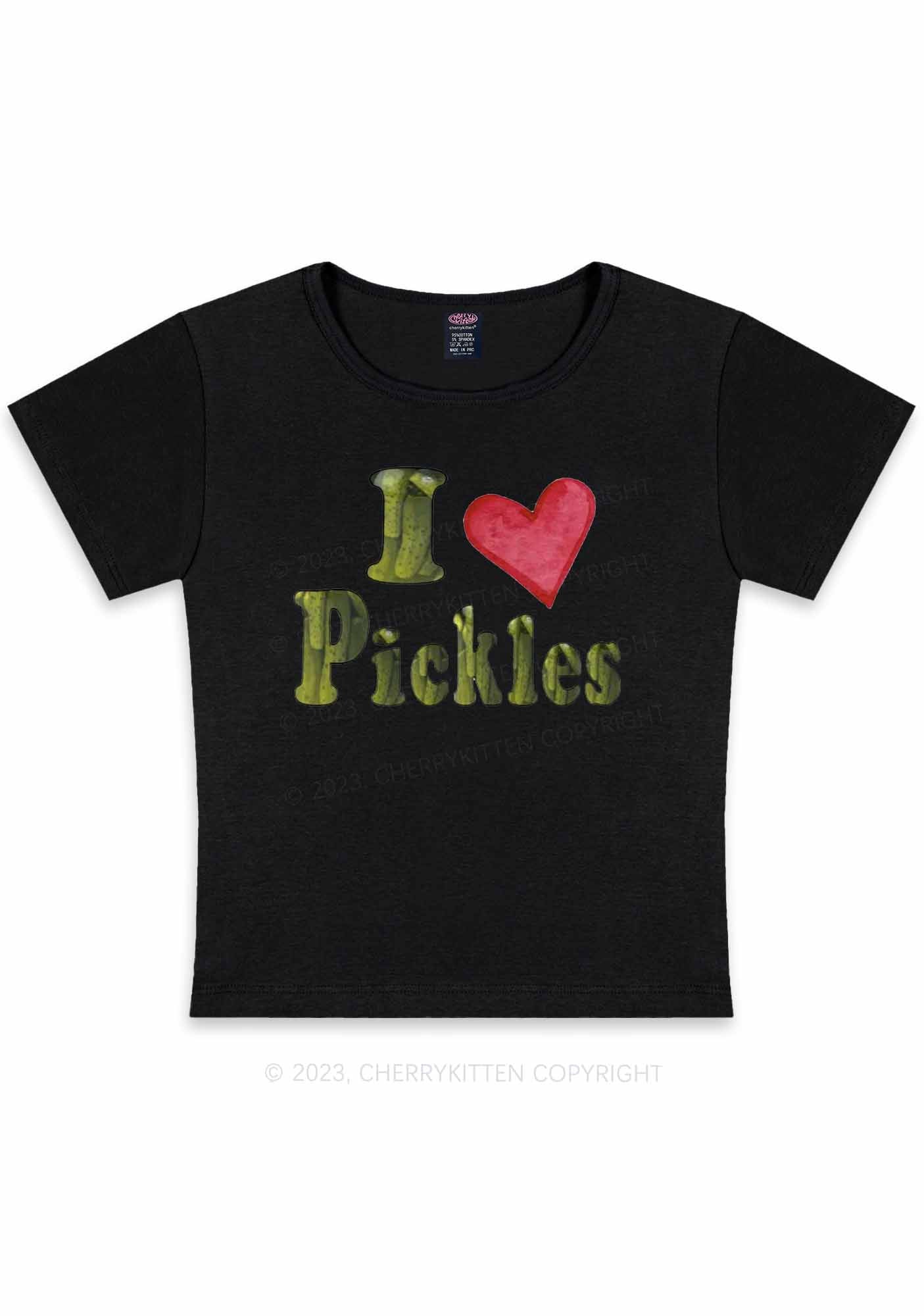 Curvy I Love Pickles Y2K Baby Tee Cherrykitten