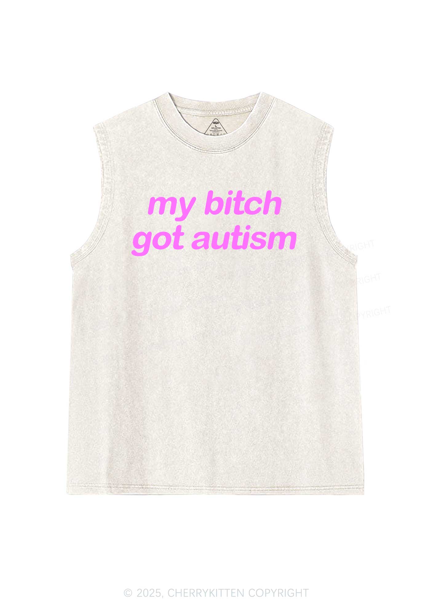 My Bxxch Got Autism Y2K Washed Muscle Tank Cherrykitten