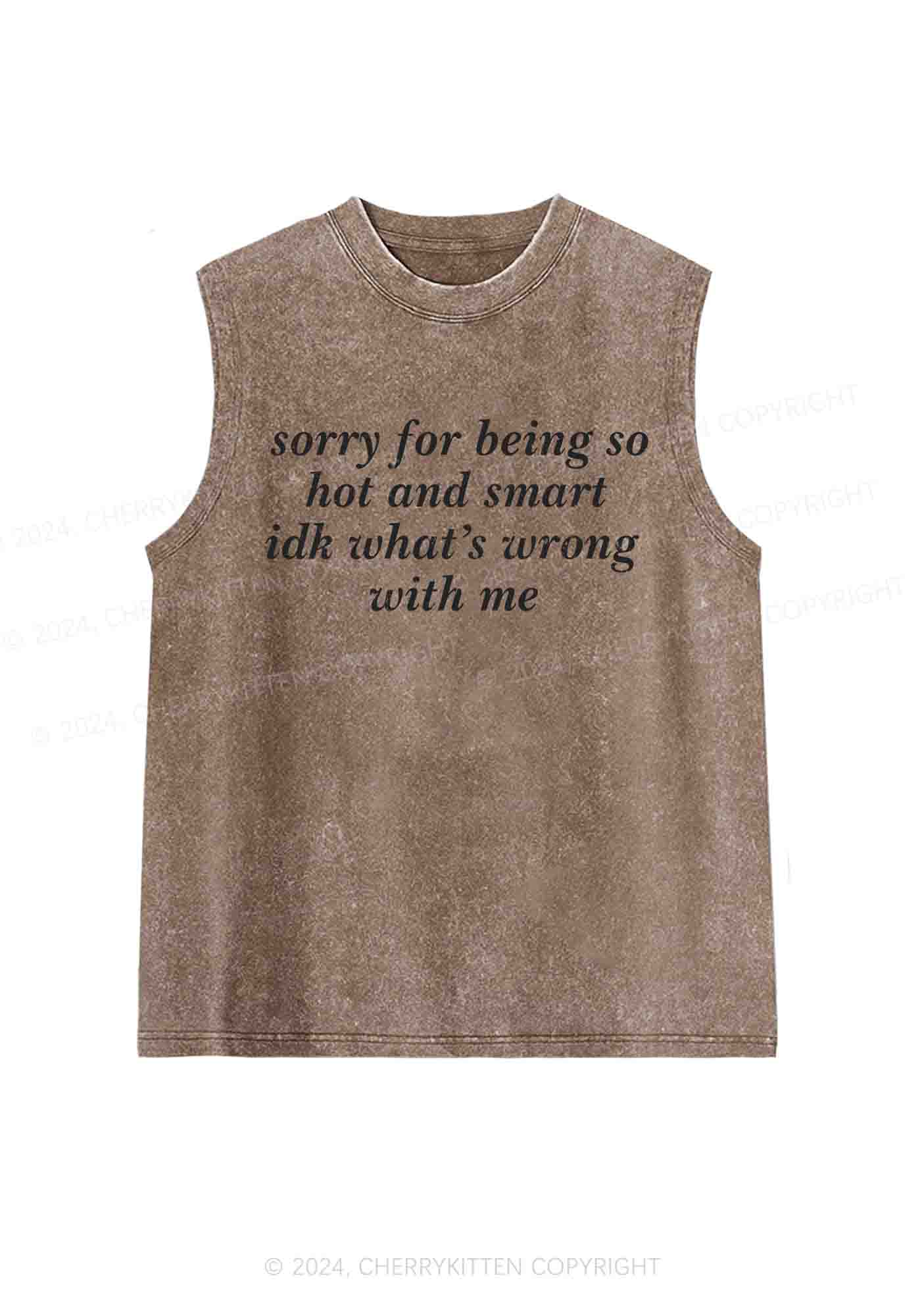 Sorry For Being So Smart Y2K Washed Tank Cherrykitten
