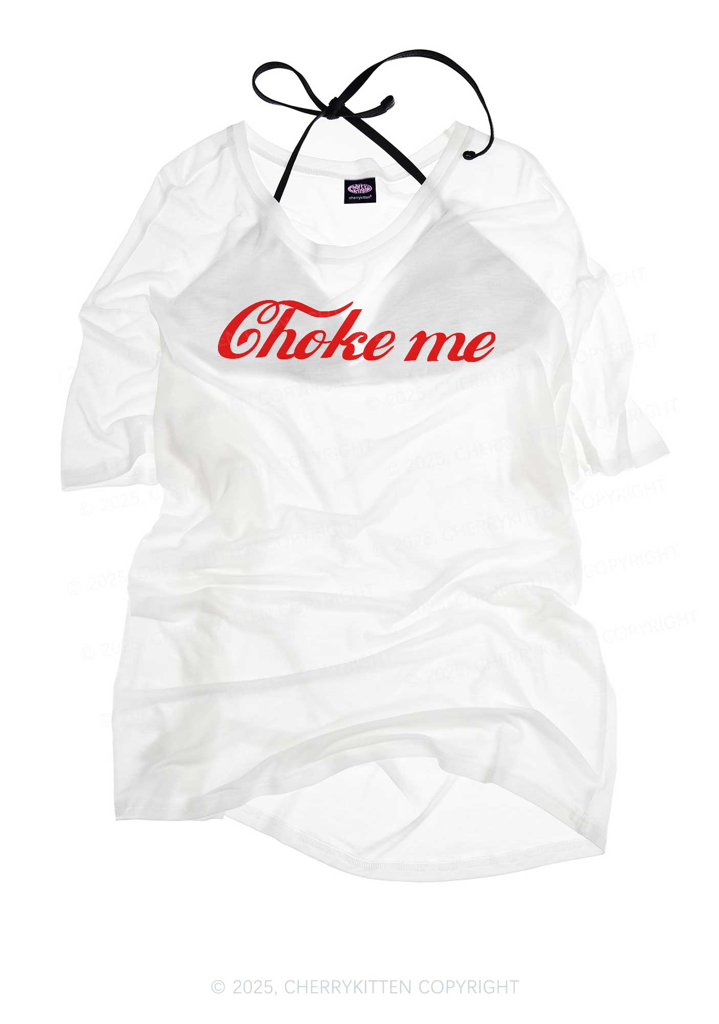 Choke Me Y2K Sheer Boyfriend Tee Cherrykitten