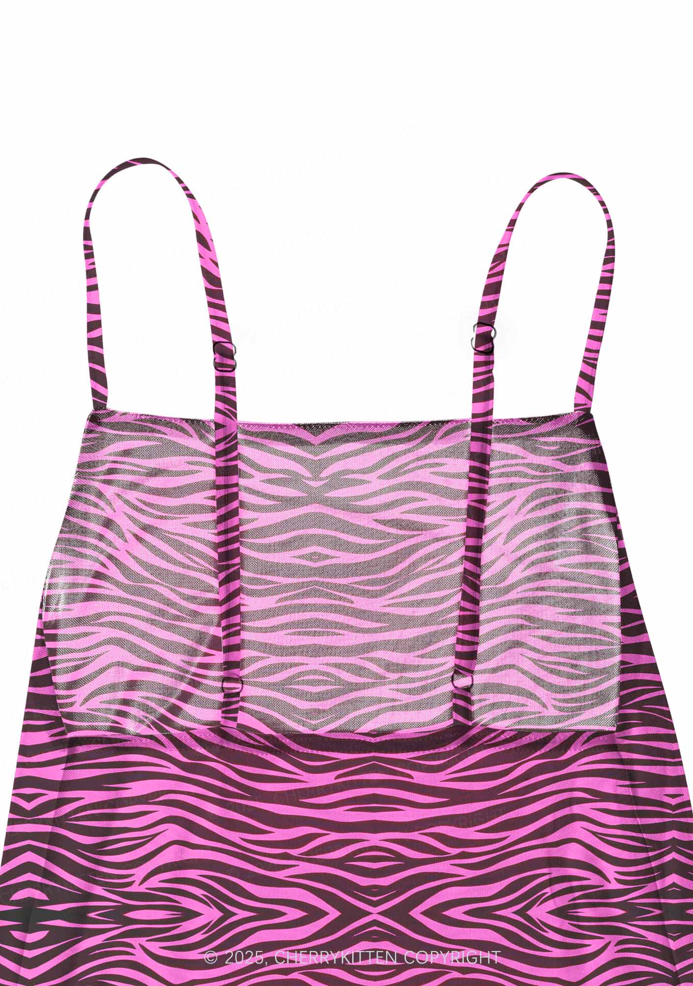 Pink Zebra Y2K Mesh Slip Dress Cherrykitten
