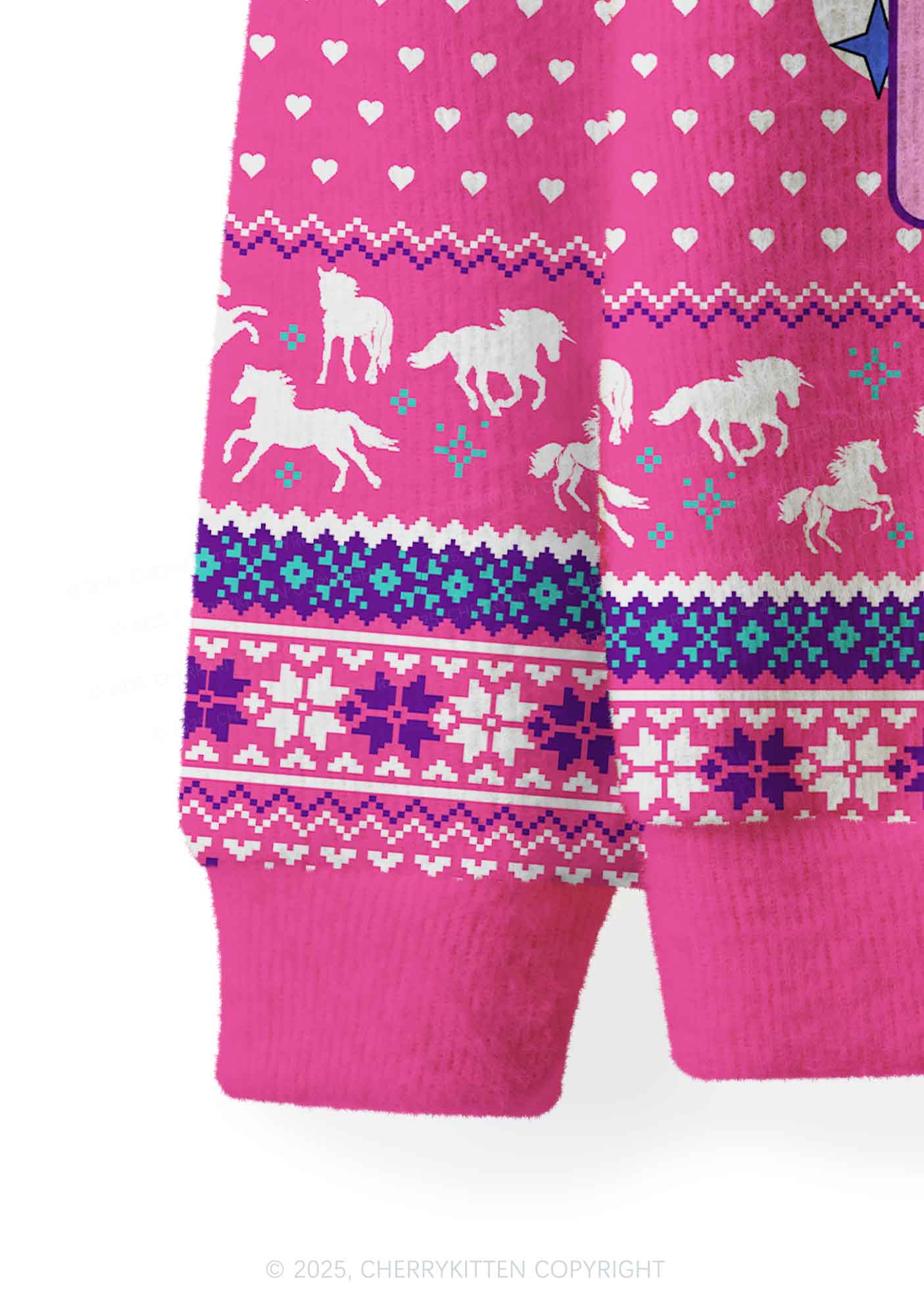 Rainbow Unicorn Alpha Male Y2K Christmas Cardigan Knit Sweatshirt Cherrykitten