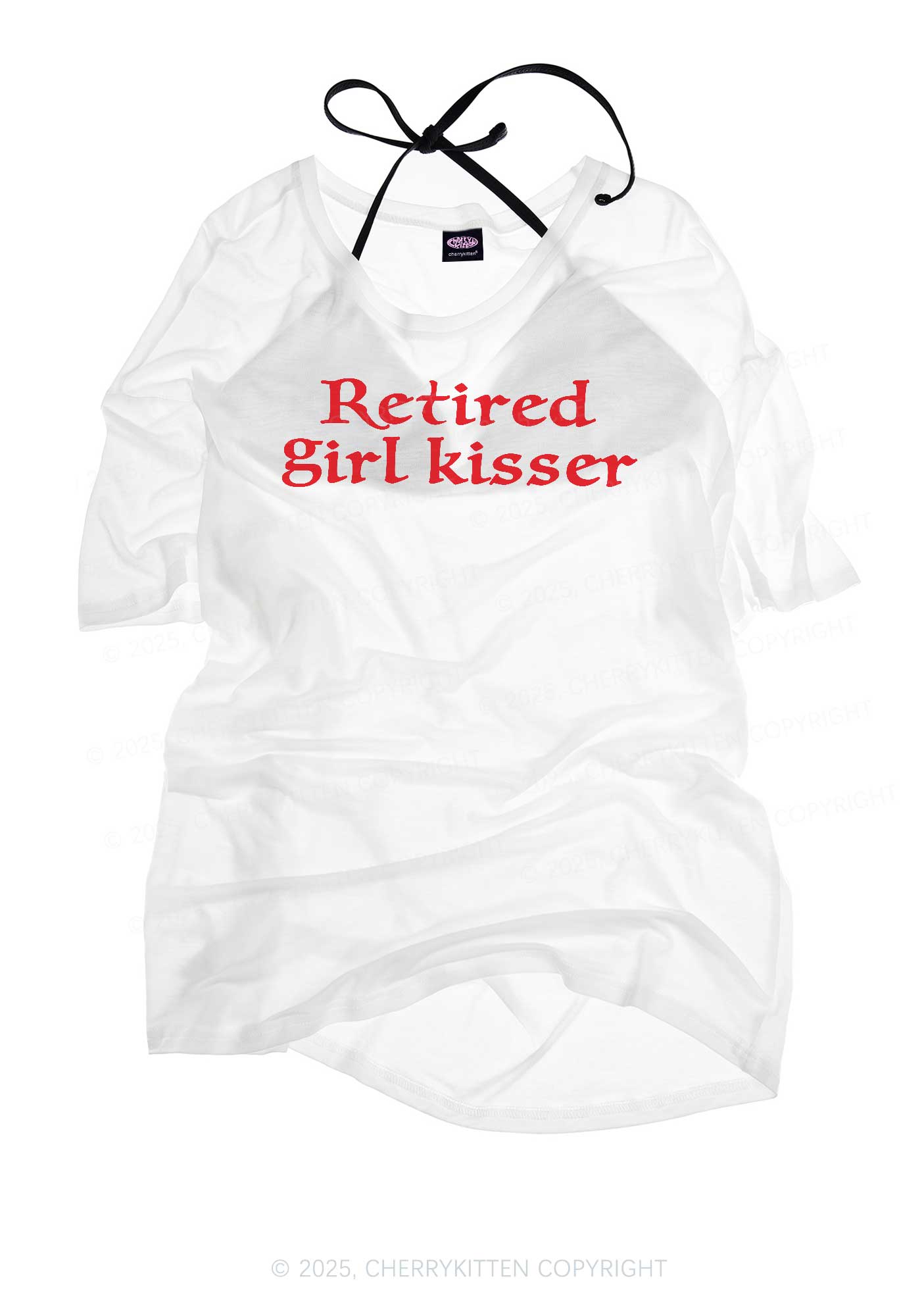 Retired Girl Kisser Pride Y2K Sheer Boyfriend Tee Cherrykitten