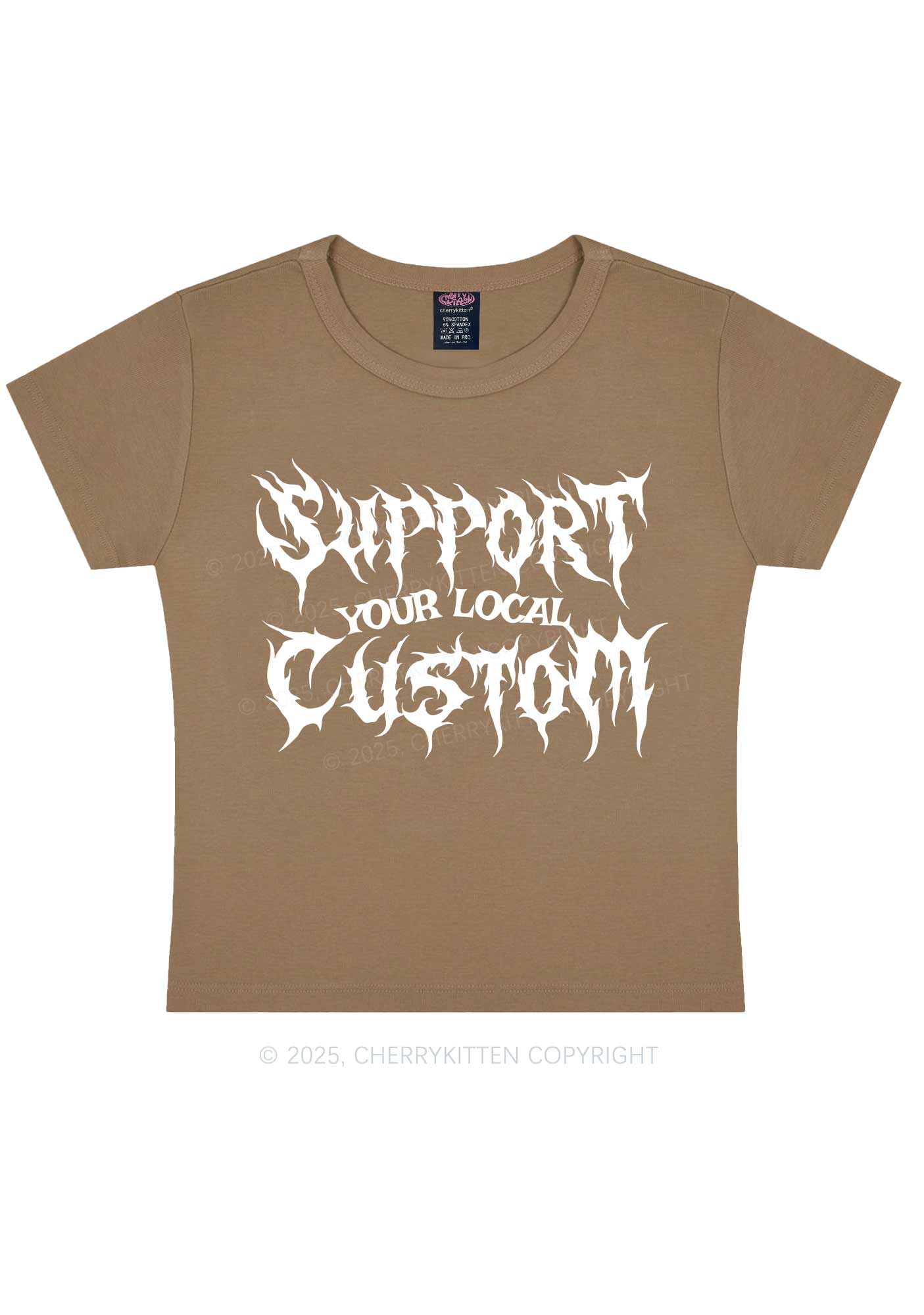 Custom Support Your Local Y2K Baby Tee Cherrykitten