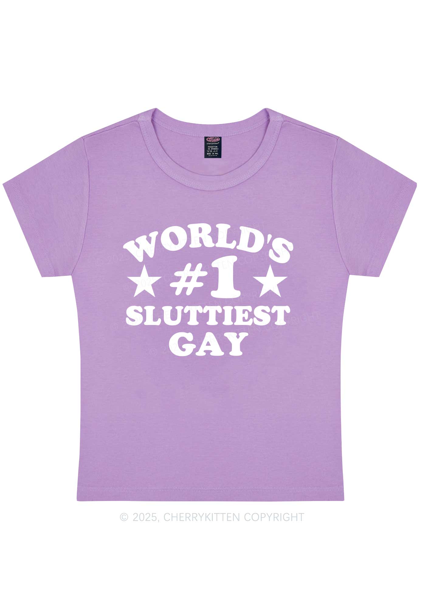 Worlds First Slxttiest Gay Pride Y2K Baby Tee Cherrykitten