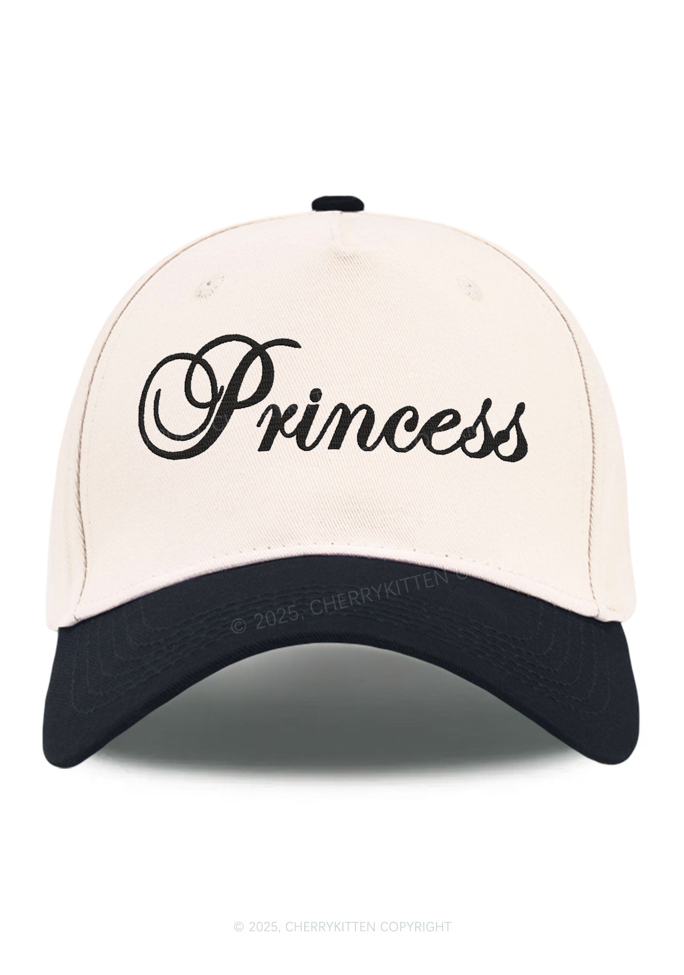 Embroidered Princess Y2K Color Block Baseball Cap Cherrykitten