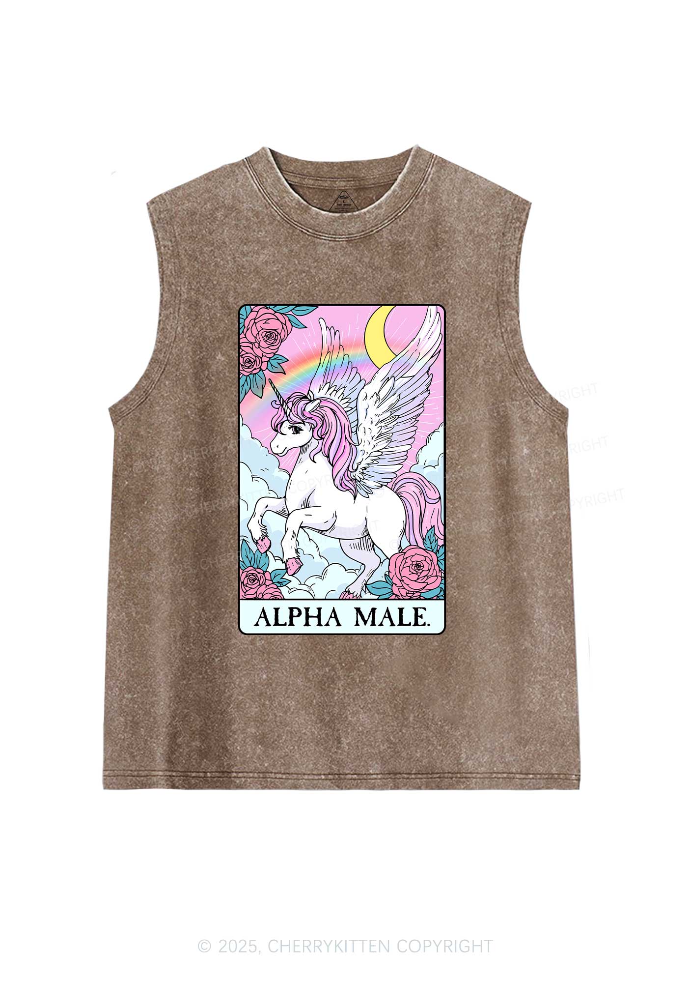 Rose Unicorn Alpha Male Y2K Washed Muscle Tank Cherrykitten