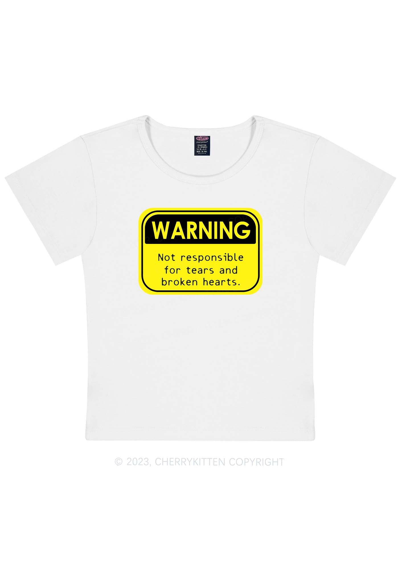 Curvy Warning Sign Y2K Baby Tee Cherrykitten