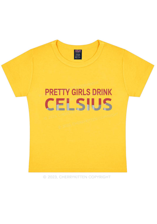 Pretty Girls Drink Celsius Y2K Baby Tee Cherrykitten