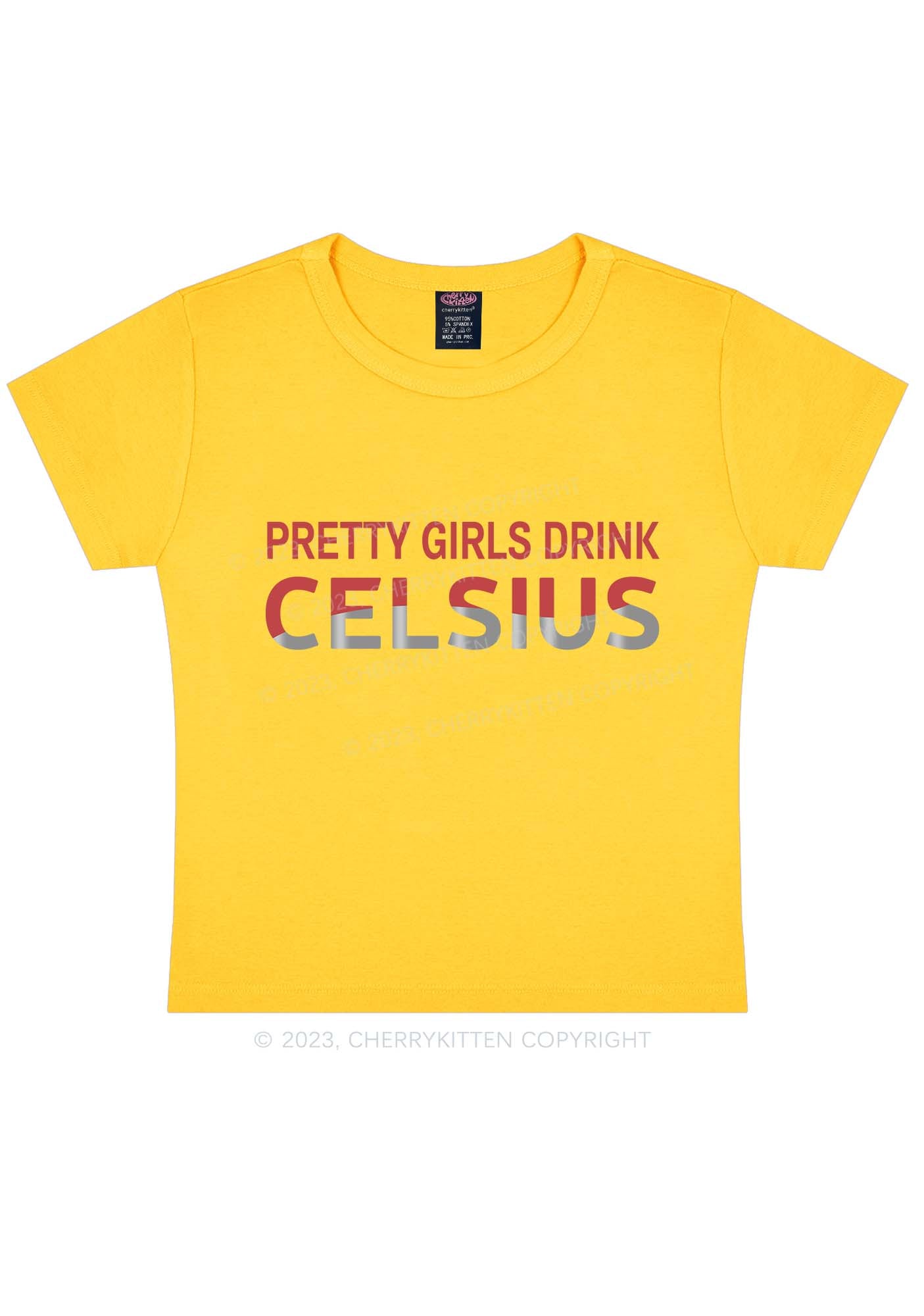 Pretty Girls Drink Celsius Y2K Baby Tee Cherrykitten