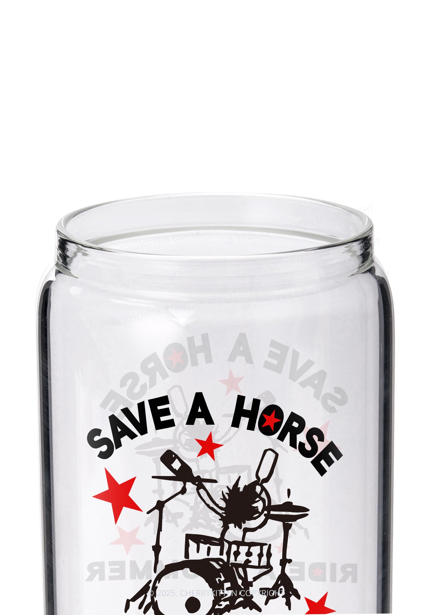 Save Horse Ride Drummer Y2K Printed Glass Cup Cherrykitten