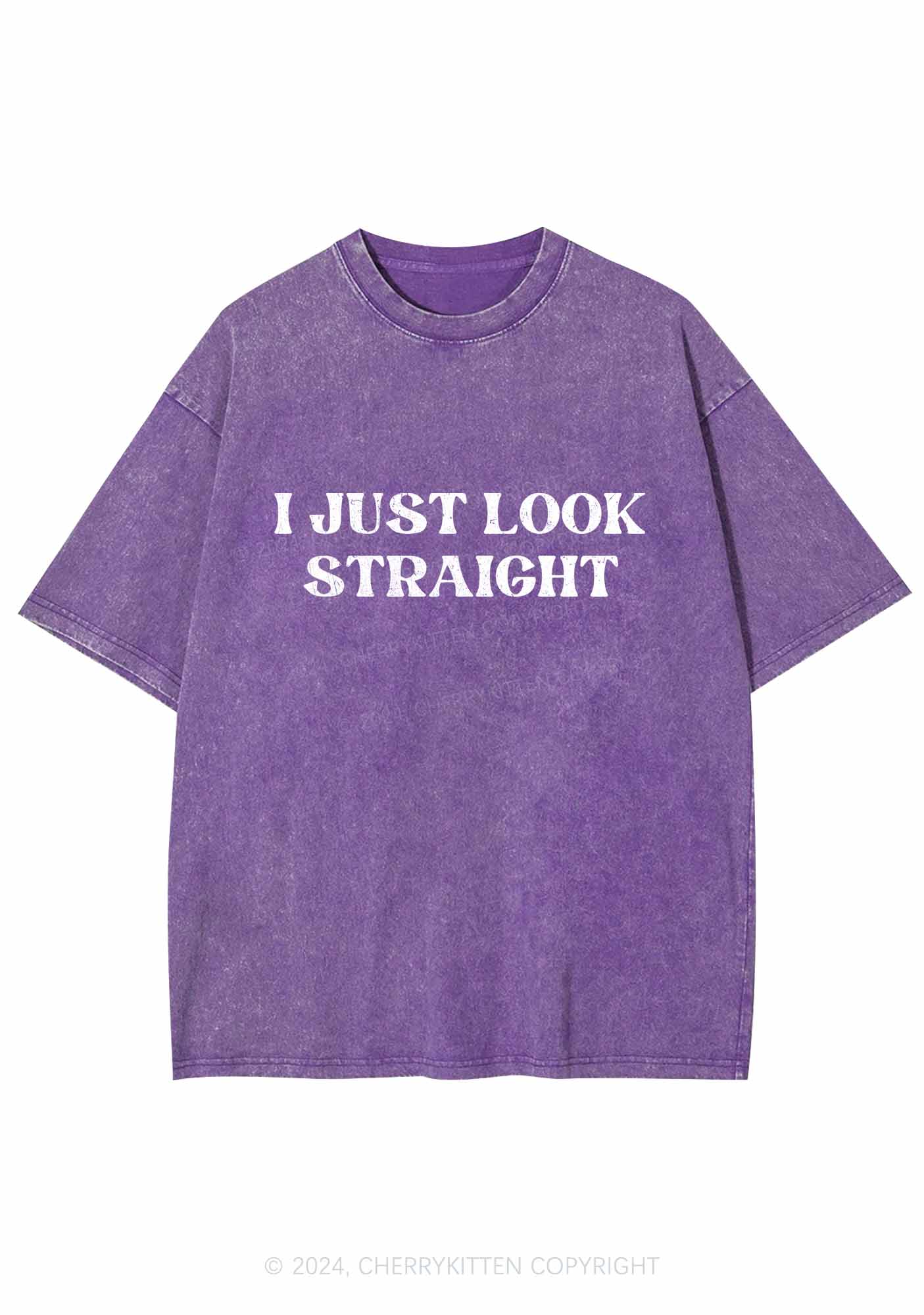 I Just Look Straight Y2K Washed Tee Cherrykitten