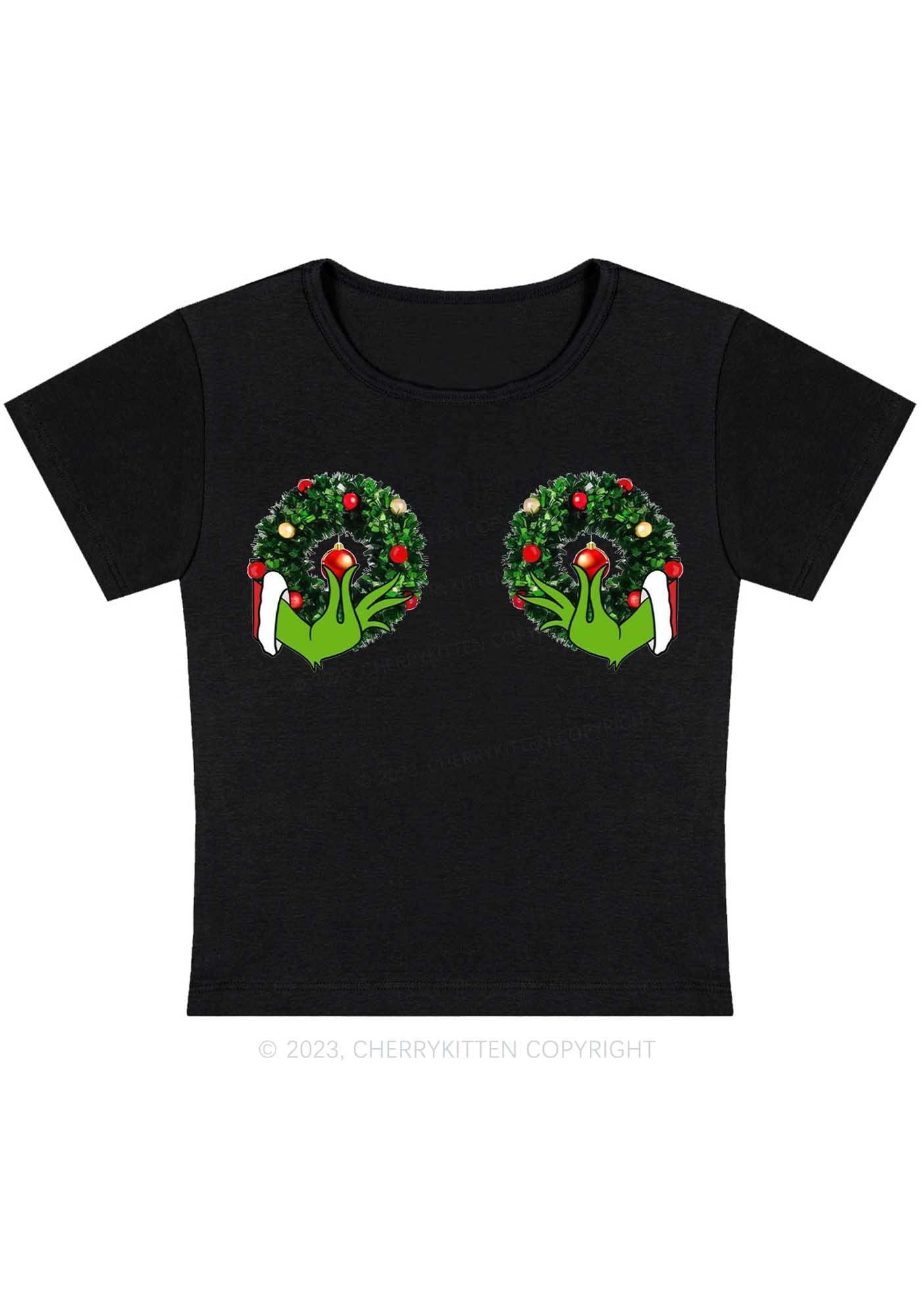 Christmas Wreath Baby Tee Cherrykitten