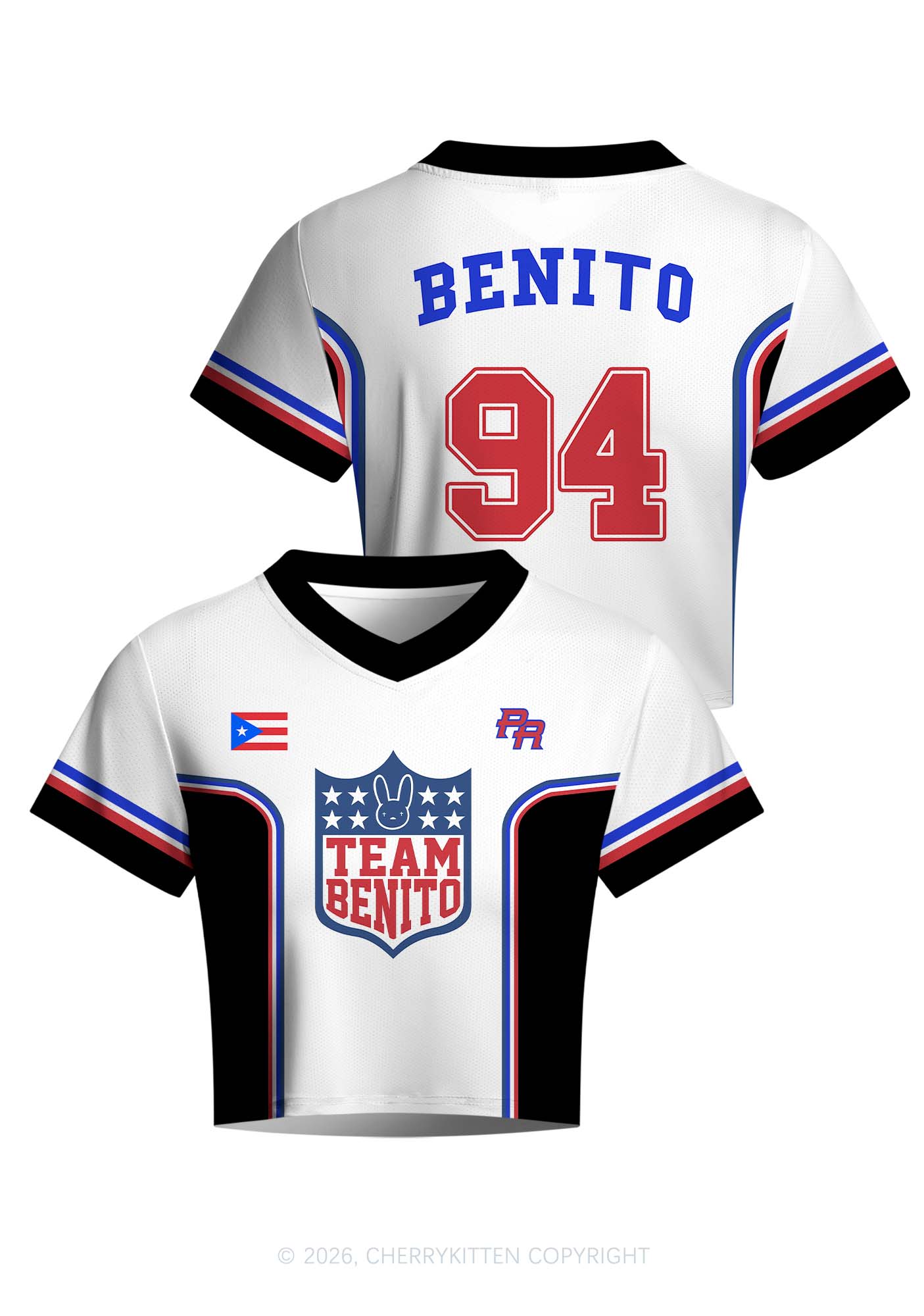 Team Bunny Y2K Crop Football Jersey Shirts Cherrykitten