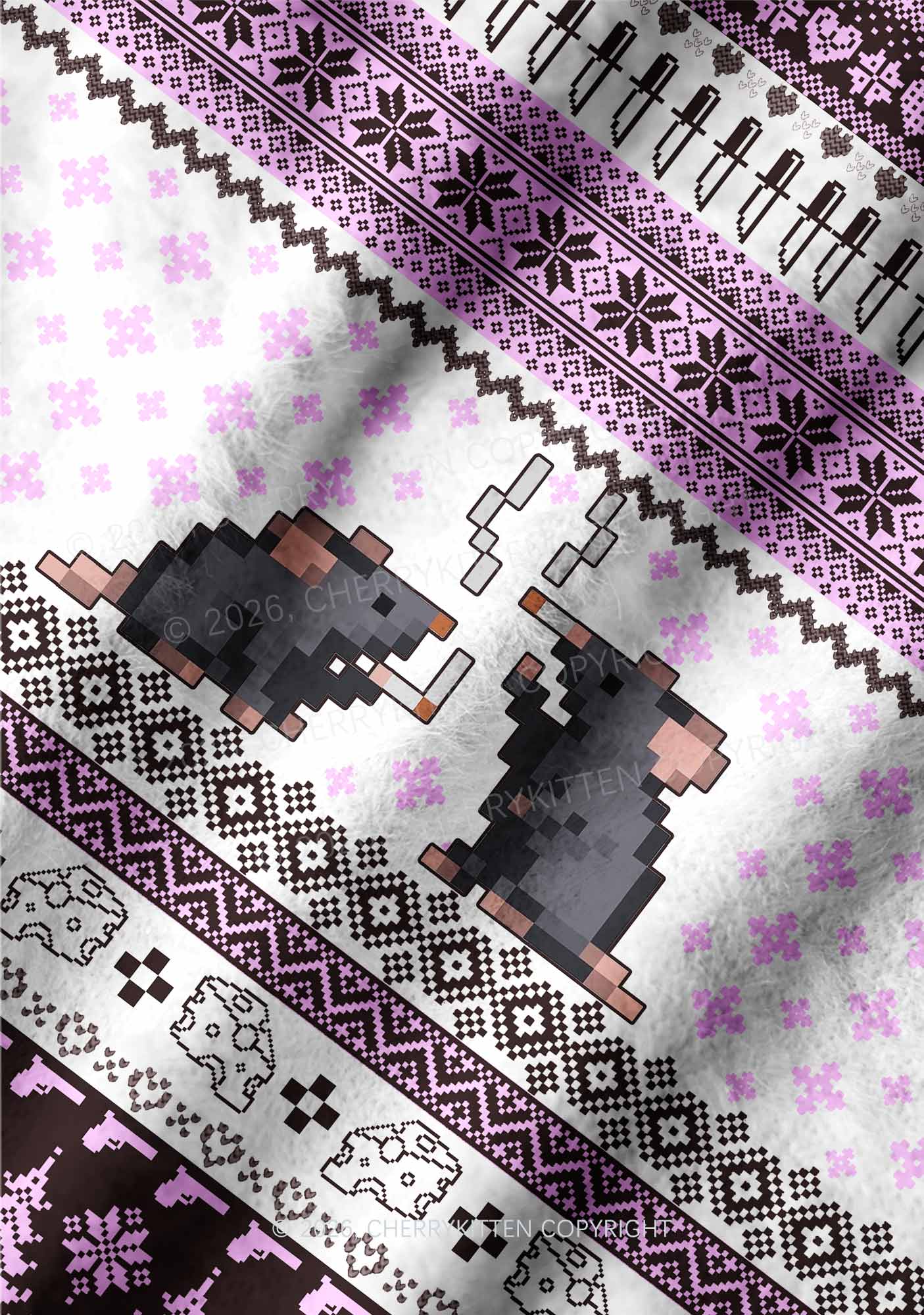 Pixel Smoking Rats Y2K Pet Knit Sweatshirt Cherrykitten