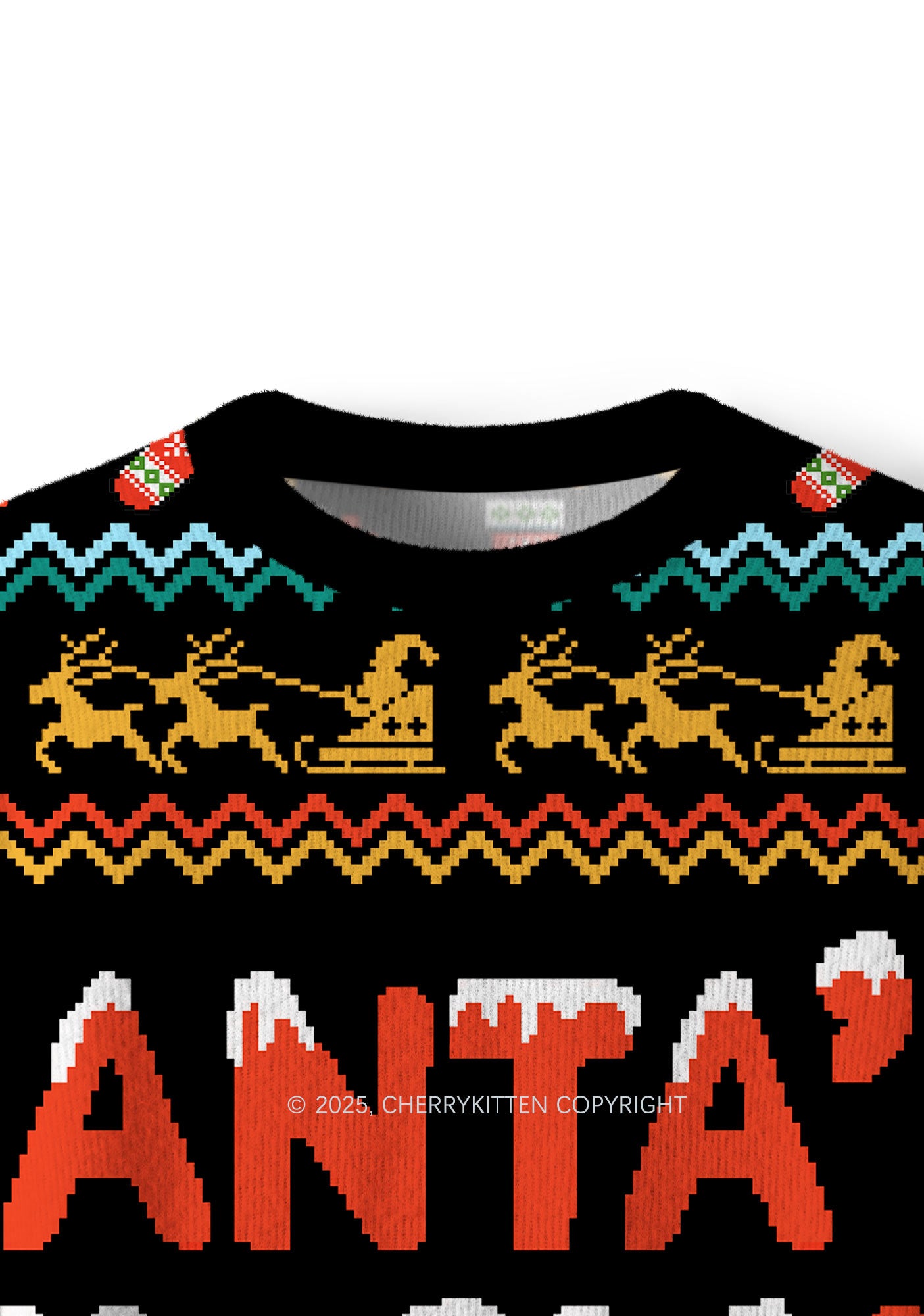 Santas Lil Slxt Y2K Christmas Knit Sweatshirt Cherrykitten