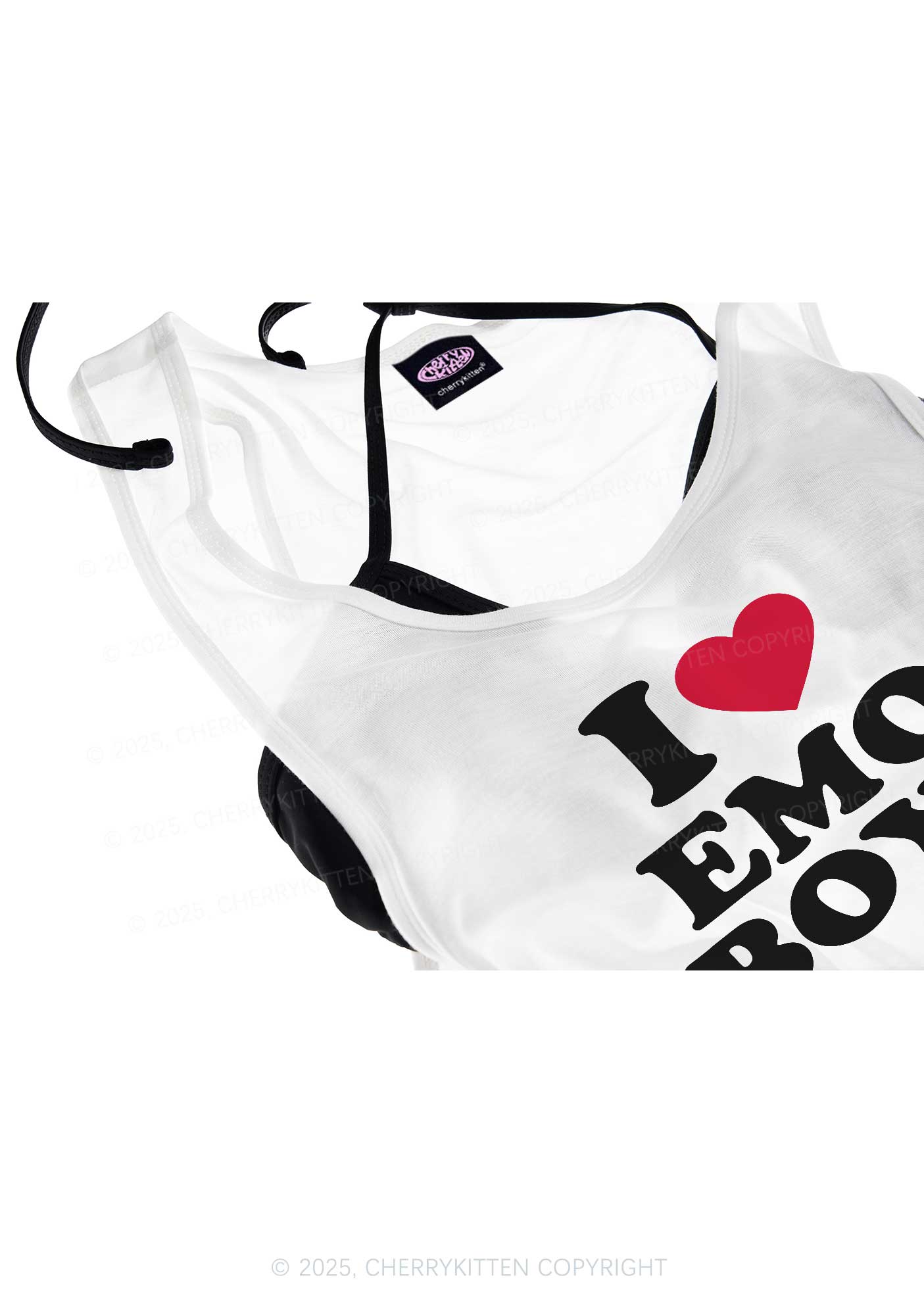 I Love Emo Boys Y2K Sheer Boyfriend Tank Cherrykitten