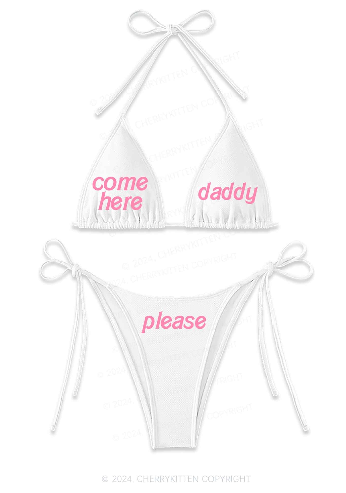 Come Here Daddy Y2K Halter Triangle Bikini Set Cherrykitten