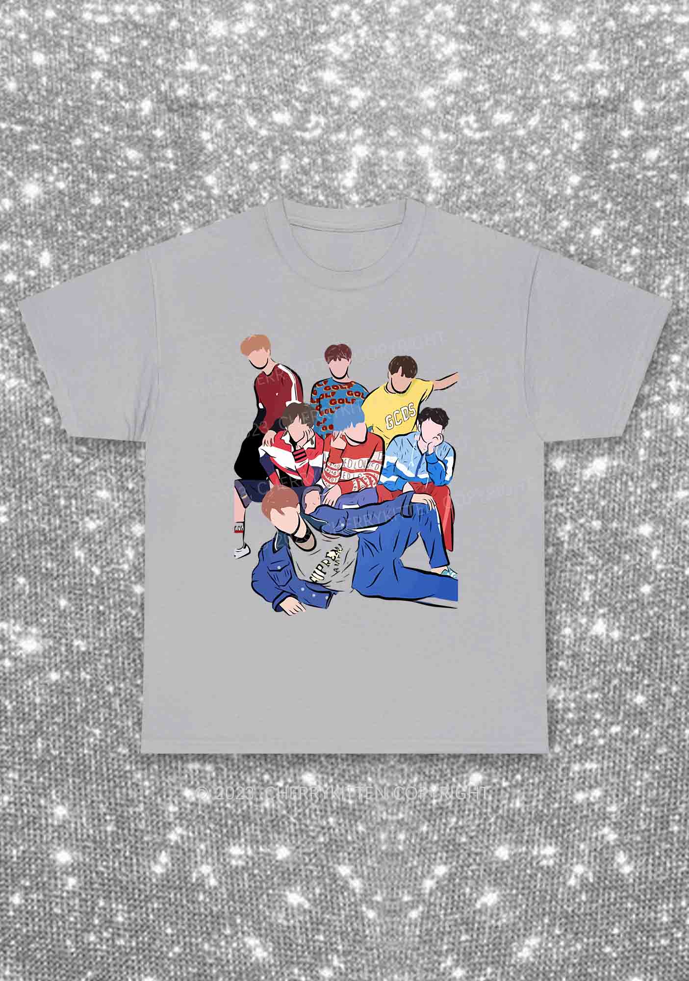Bangtan Group Kpop Y2K Chunky Shirt Cherrykitten