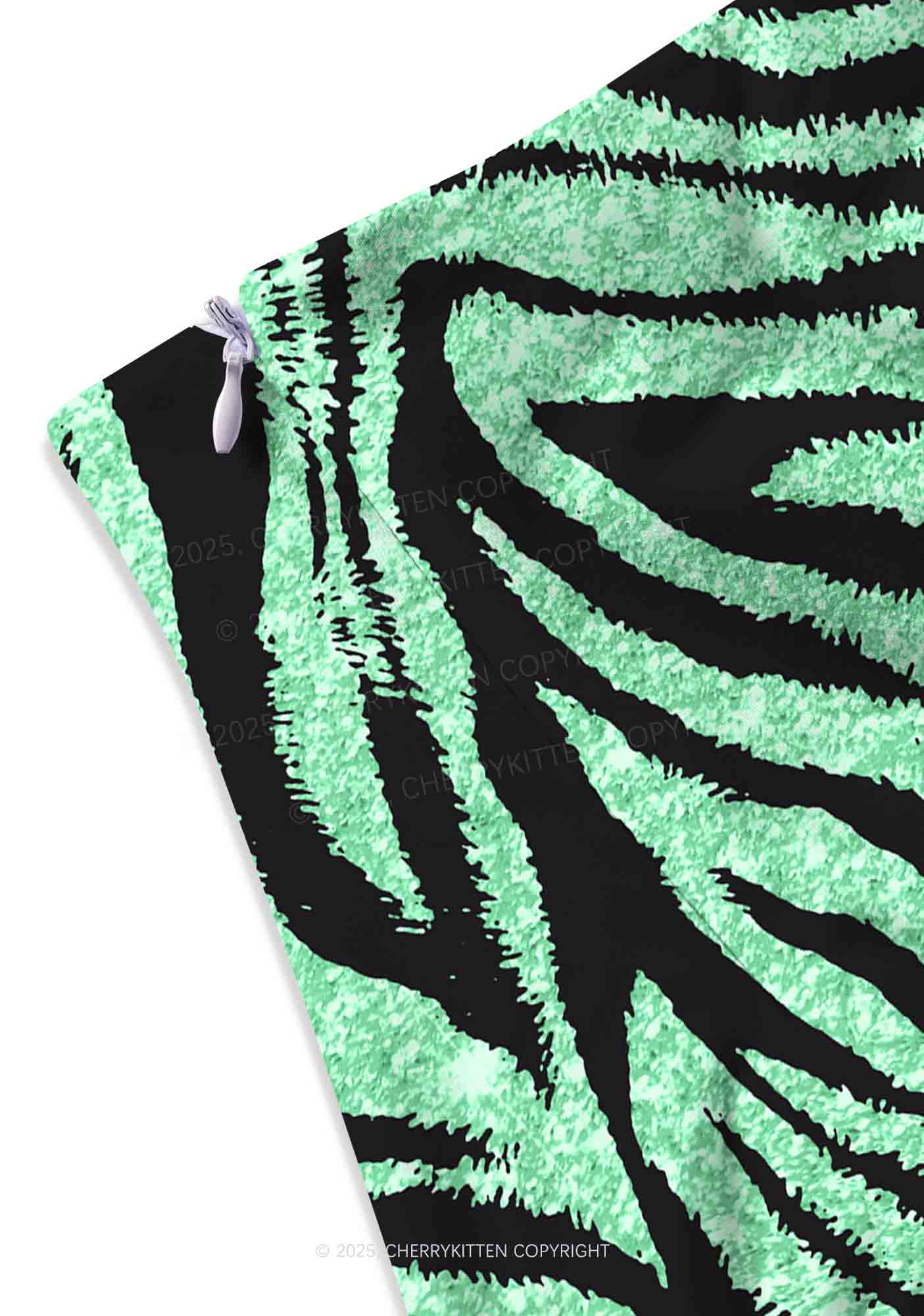 Mint Leopard Y2K Print Mini Skirt Cherrykitten