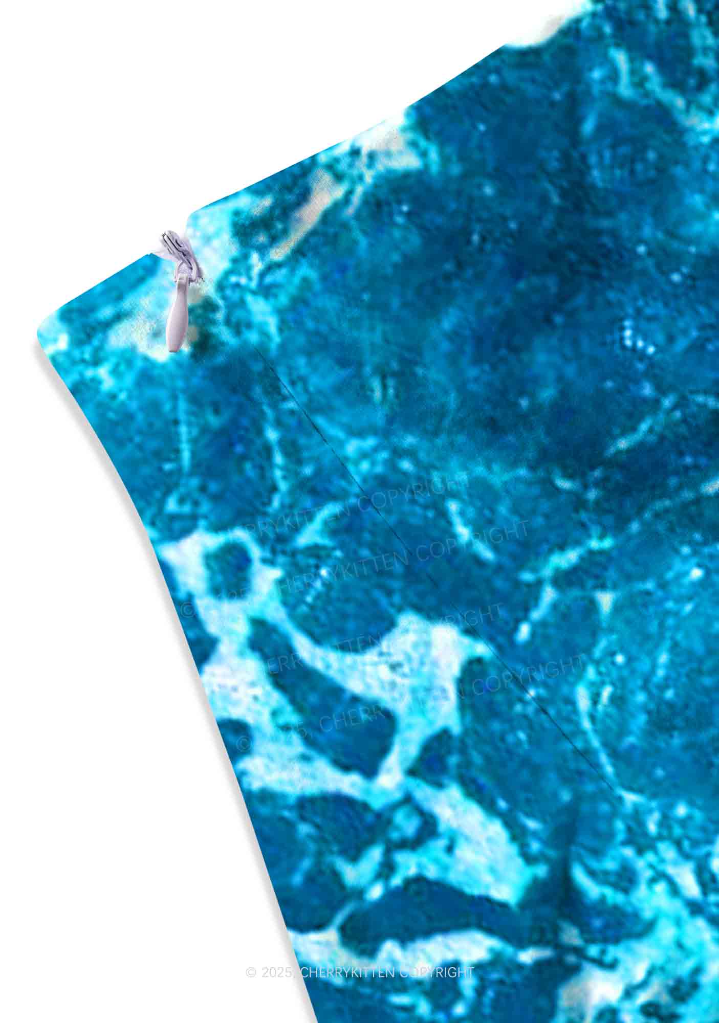 Ocean Wave Y2K Print Mini Skirt Cherrykitten