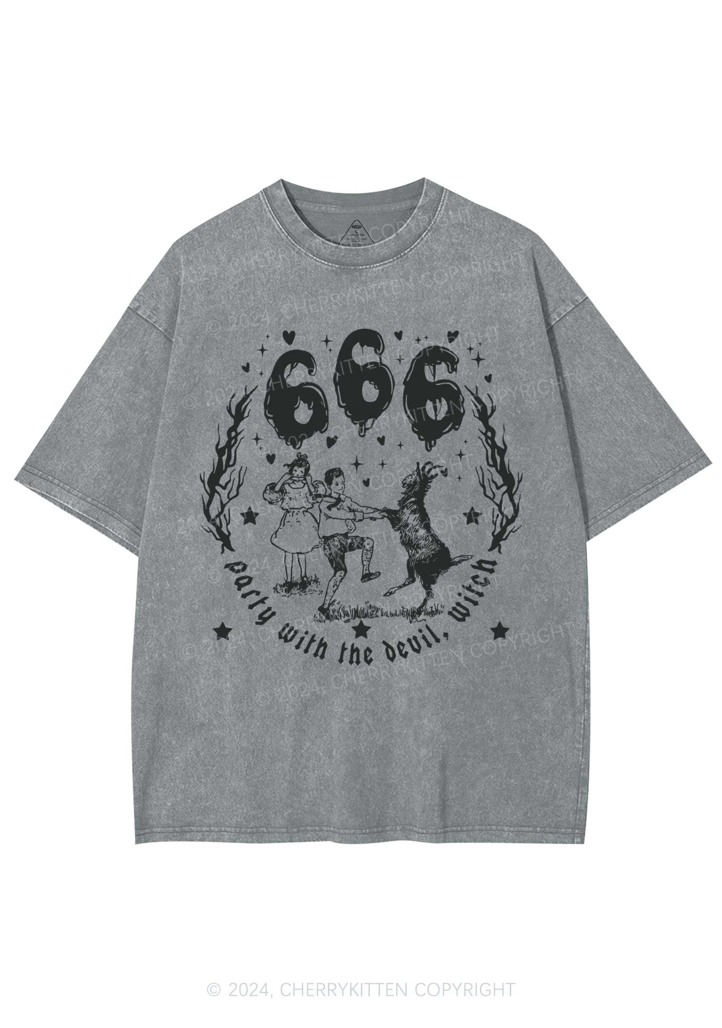 Halloween Devil Witch Y2K Washed Tee Cherrykitten