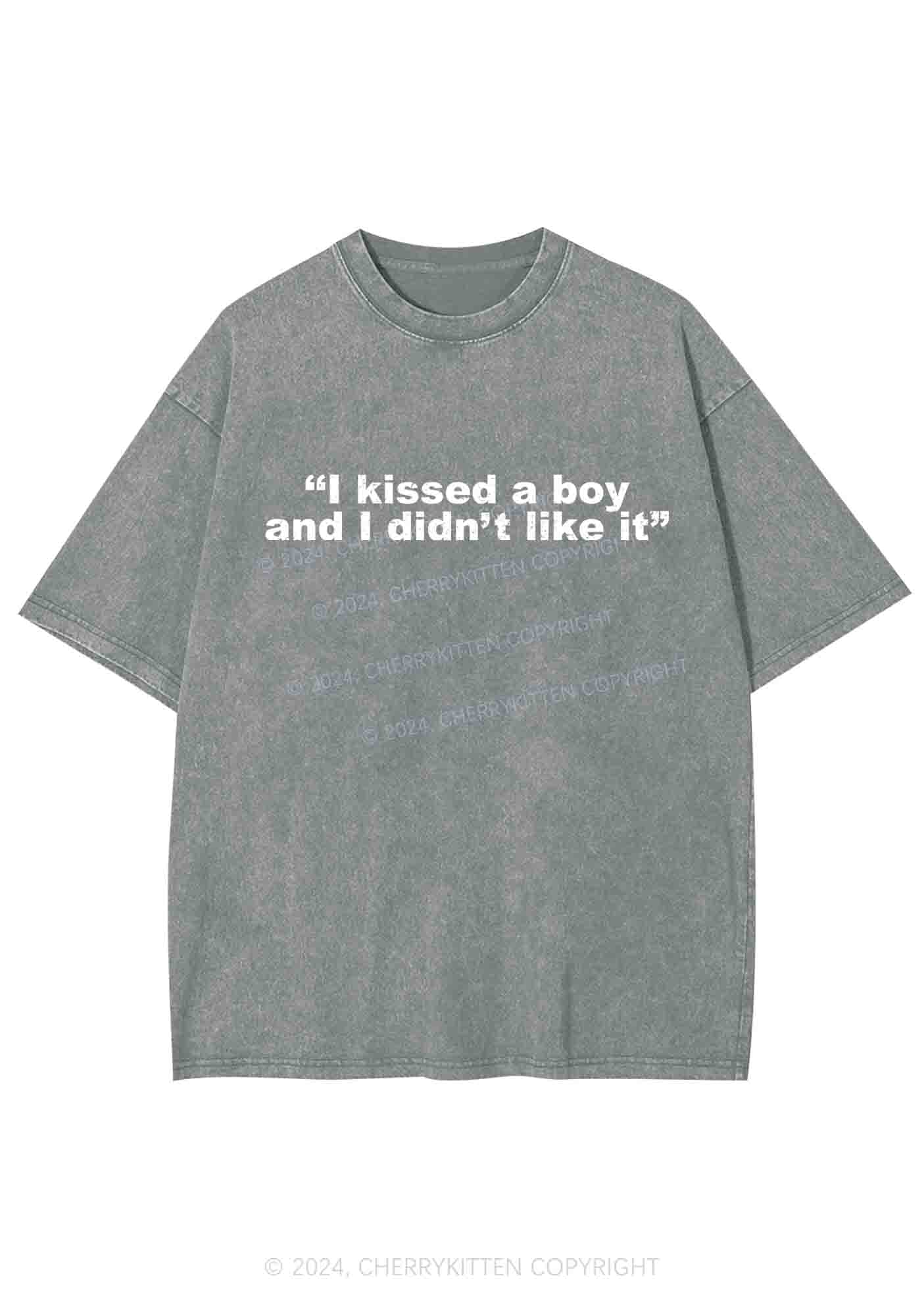 I Kissed A Boy And I Didn't Like It Y2K Washed Tee Cherrykitten