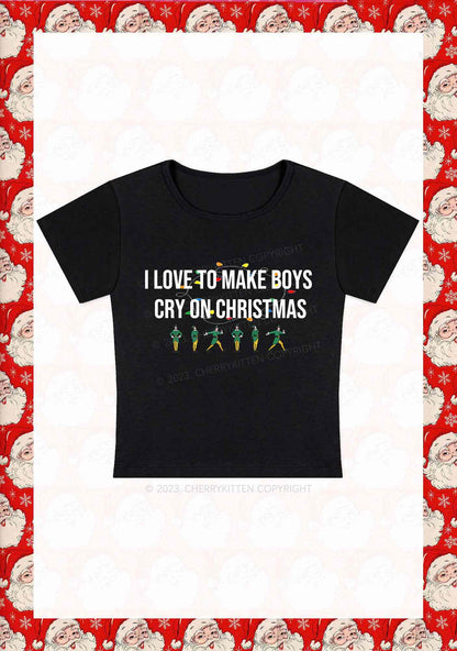 I Love To Make Boys Cry On Christmas Y2K Baby Tee Cherrykitten