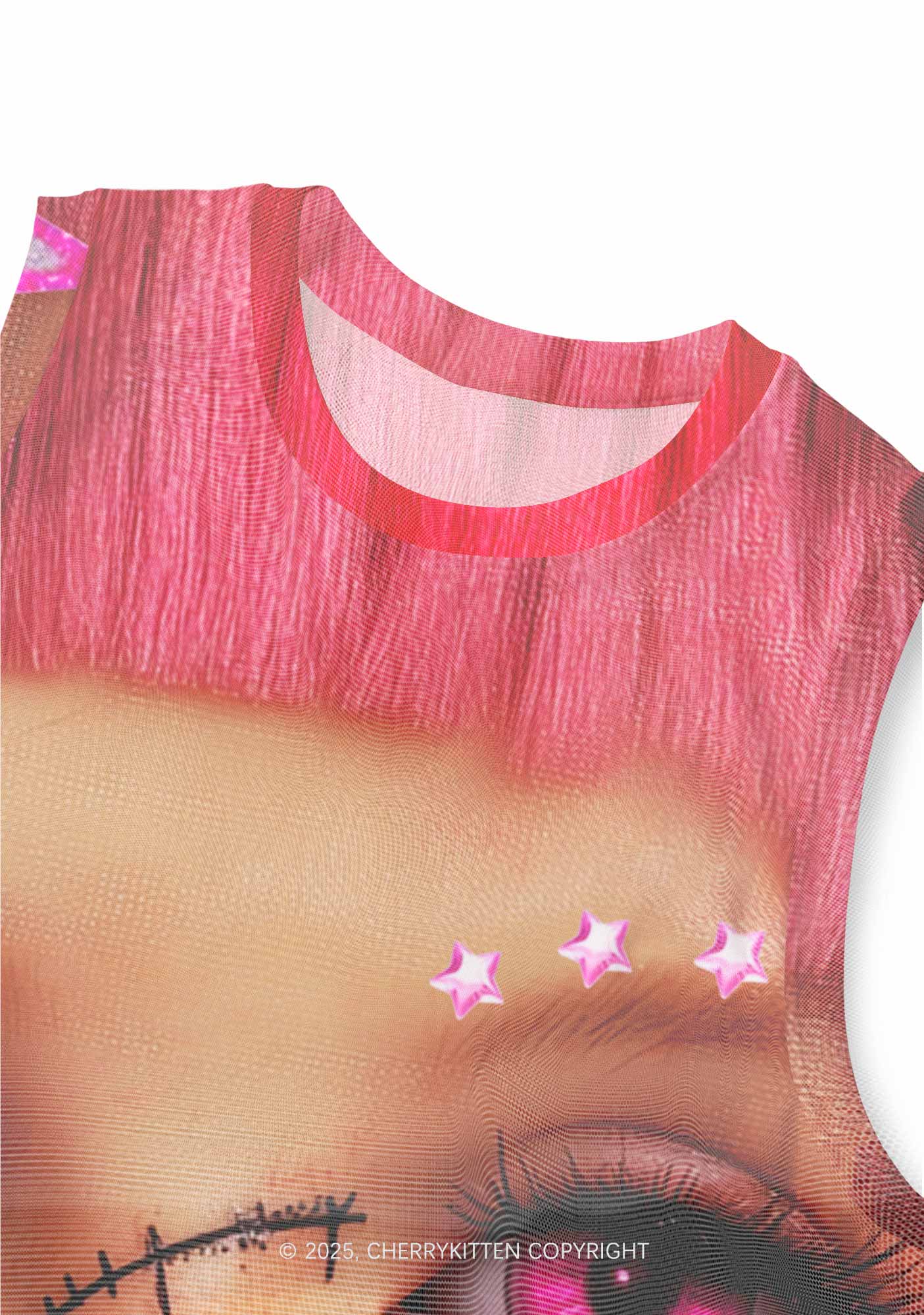 Pink Doll Y2K Mesh Muscle Tank Cherrykitten